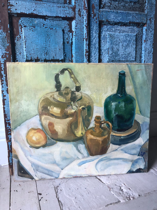 Large French Oil on Canvas Still Life Painting