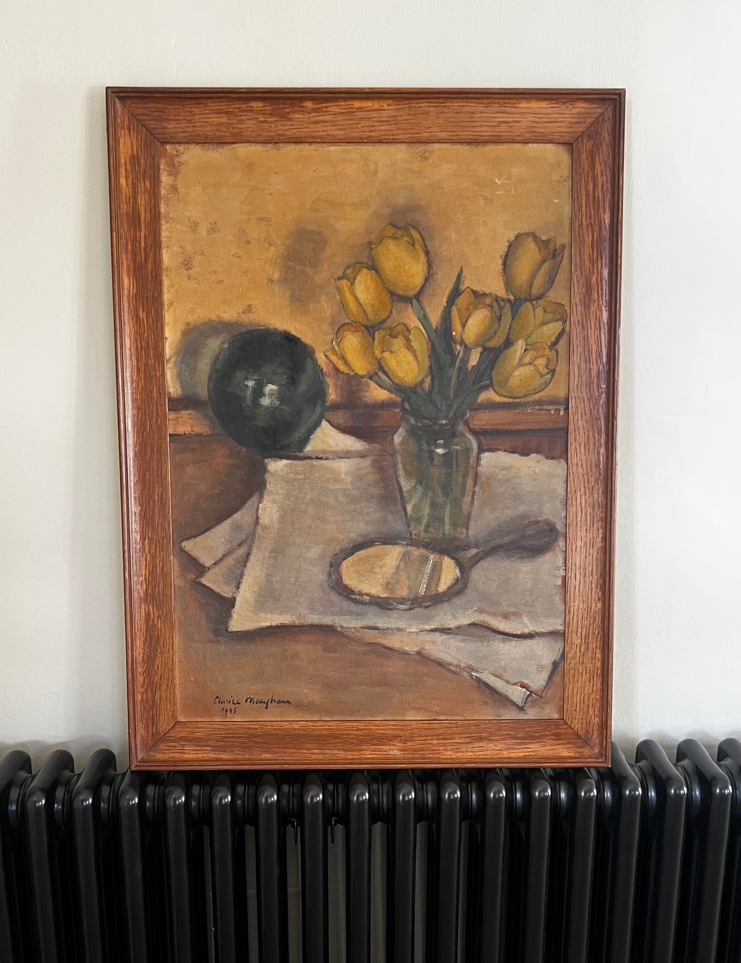 Beautiful Large Still Life Tulips Oil Painting by Clarice Mangham 1935