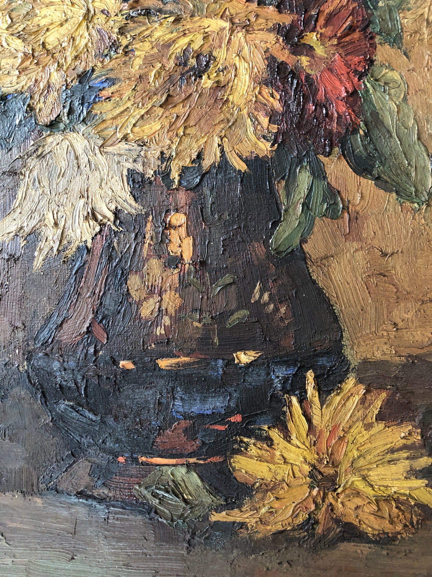 Large Belgian Floral Oil on Canvas Oil Painting dated 1930