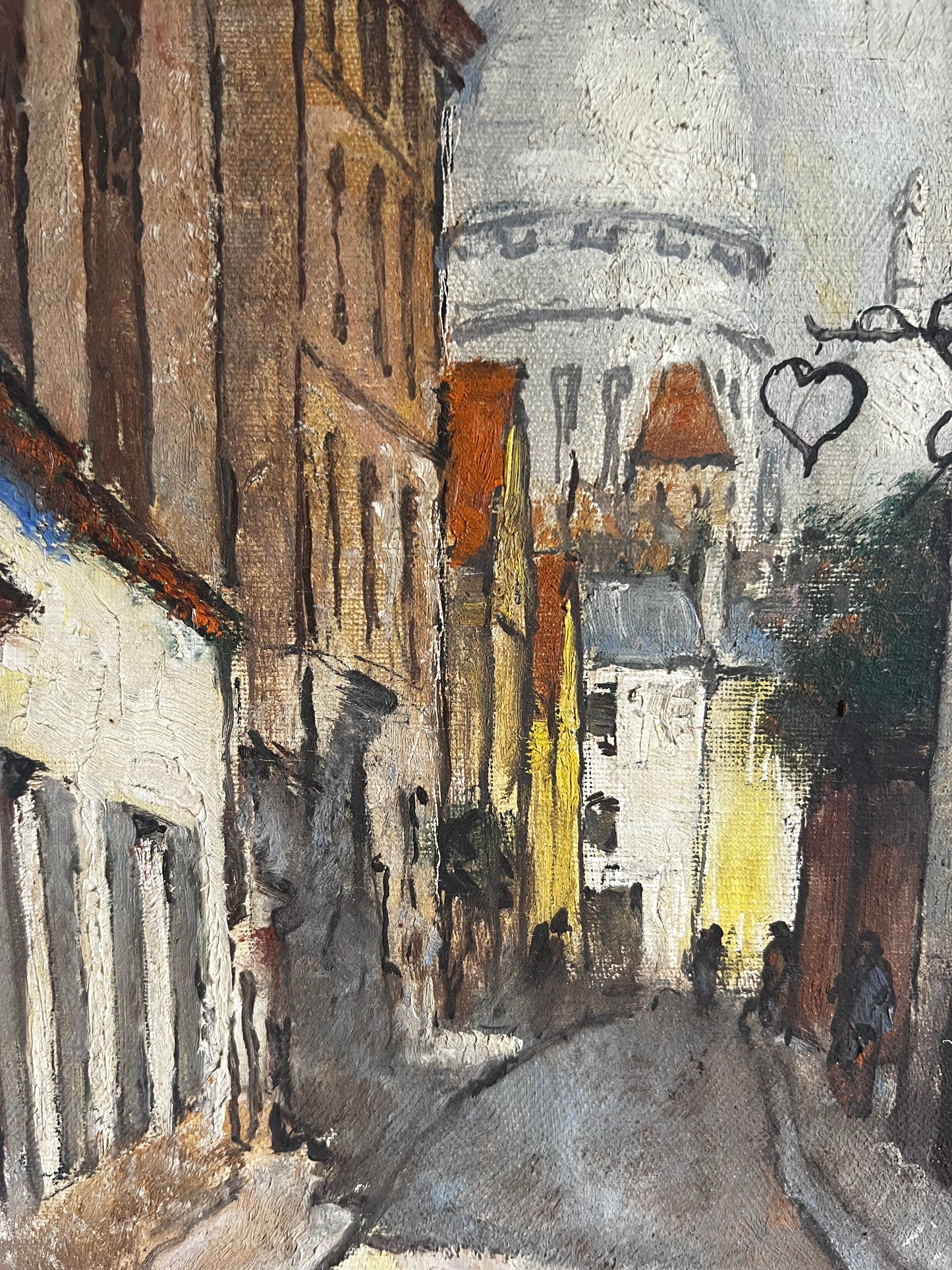 Framed Parisian Oil on Canvas Painting