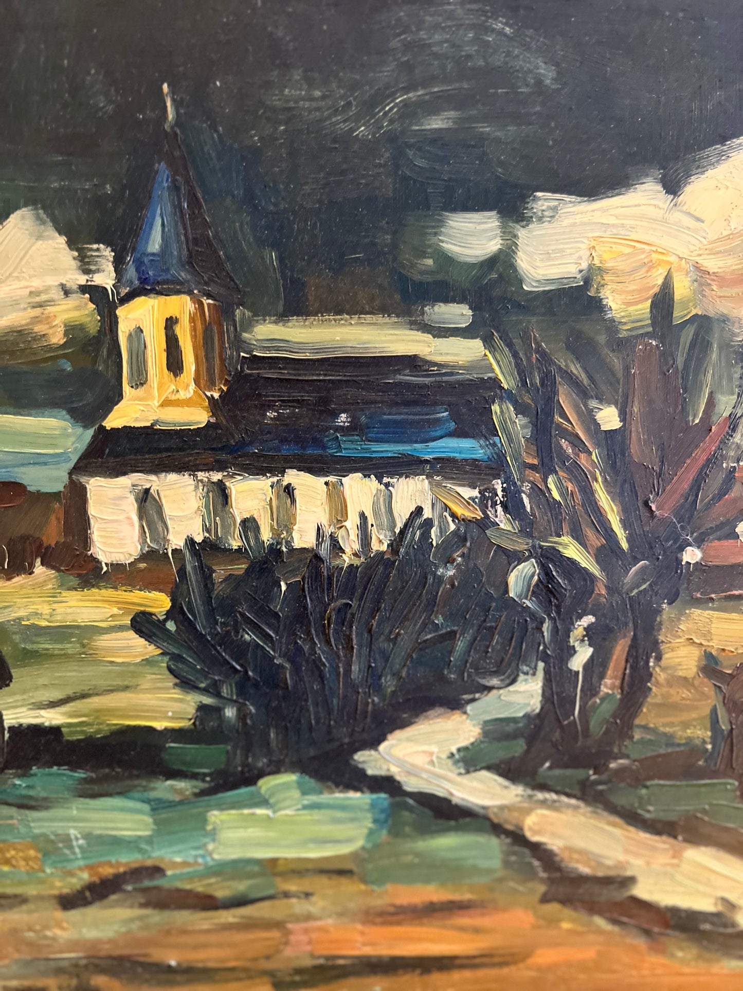 Dark French Impasto Landscape Painting