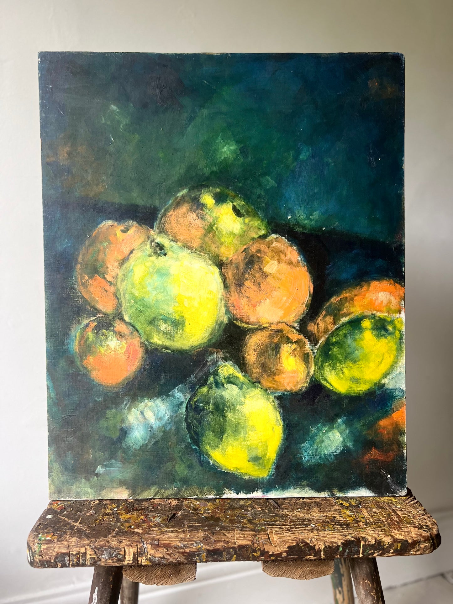 Large French Mid Century Oil Painting of Fruit