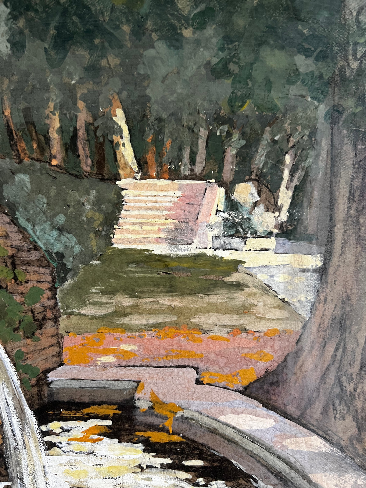 Vintage French Fountain Painting
