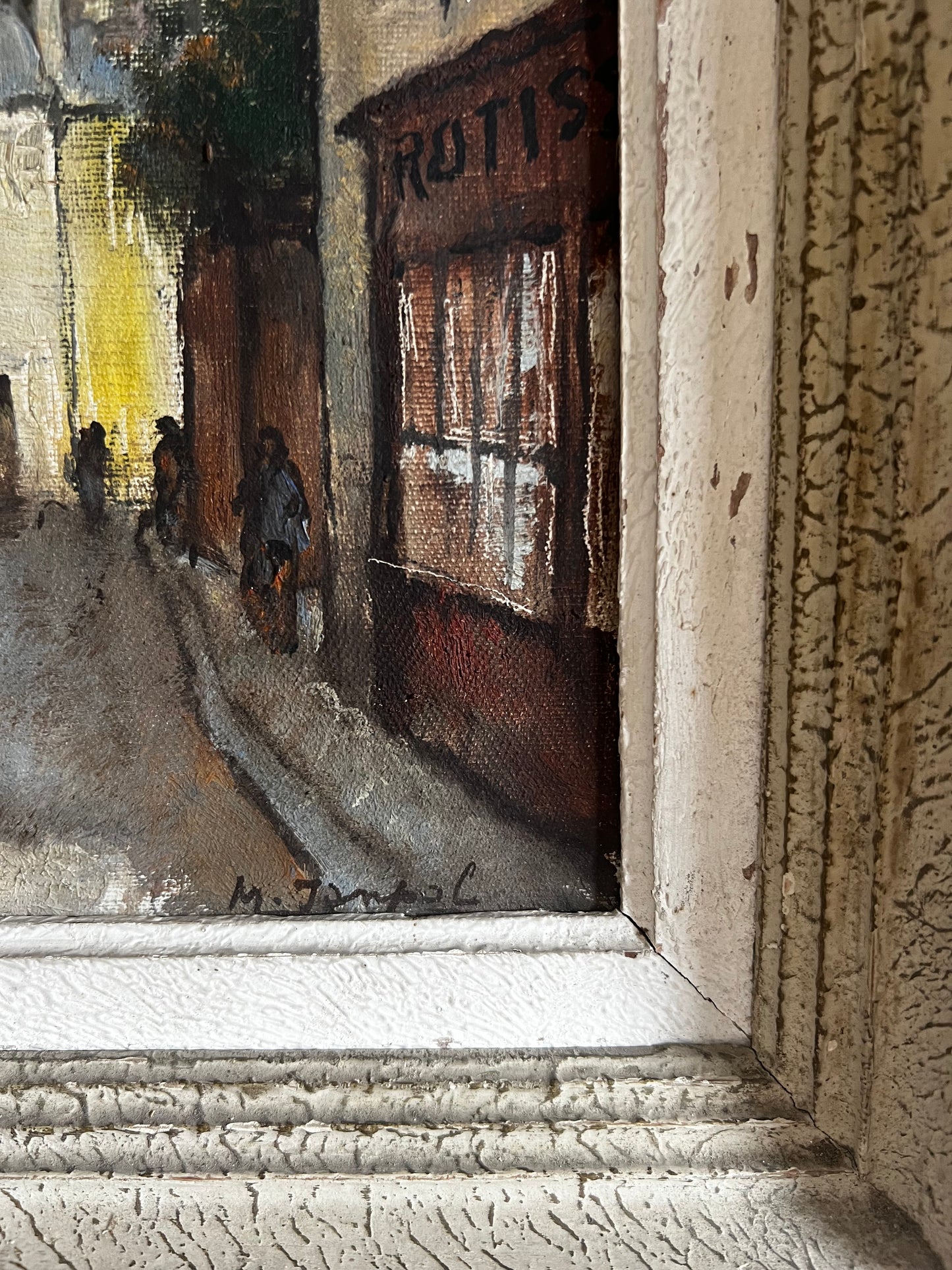 Framed Parisian Oil on Canvas Painting