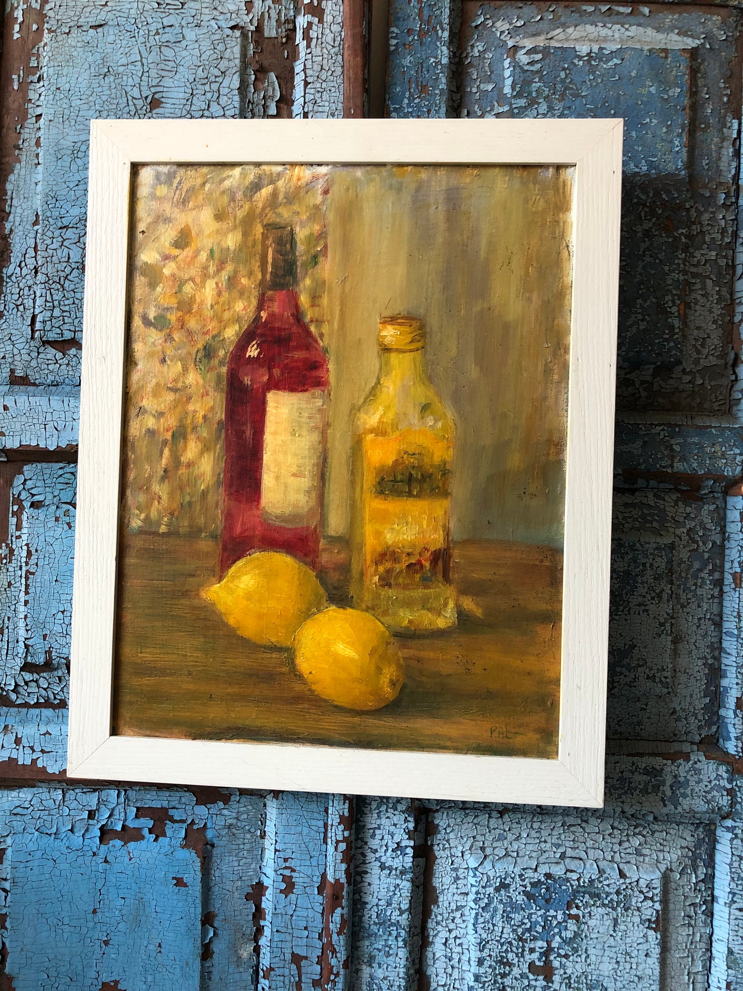 Vintage Still Life Oil on Canvas Kitchen Painting