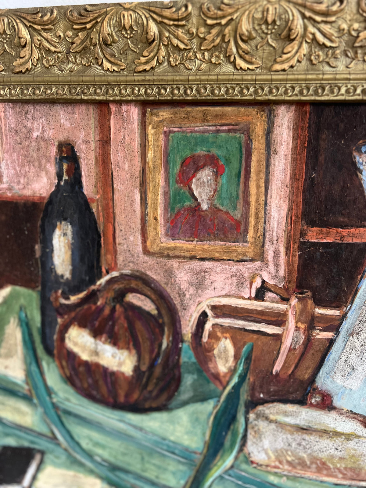 Large Framed French Still Life Oil Painting