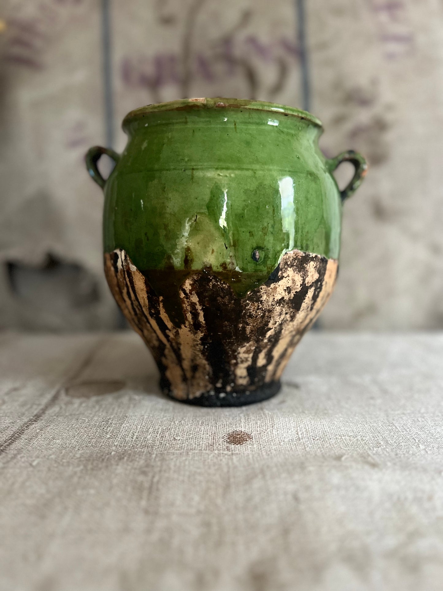 Antique Green French Confit Pot
