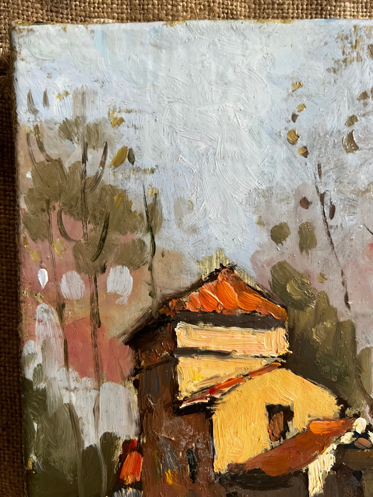 Small French Oil on Canvas Countryside Painting