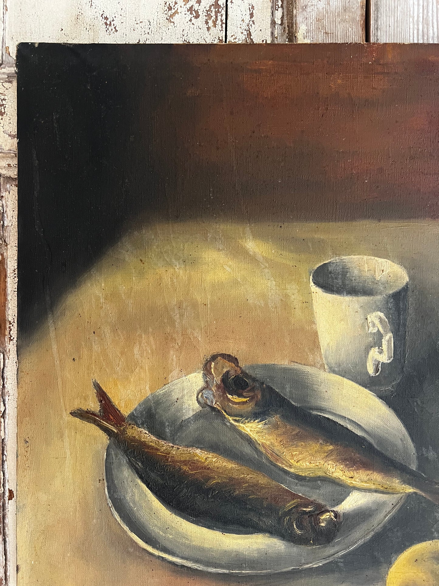 Large French Fish Still Life Oil Painting on Canvas