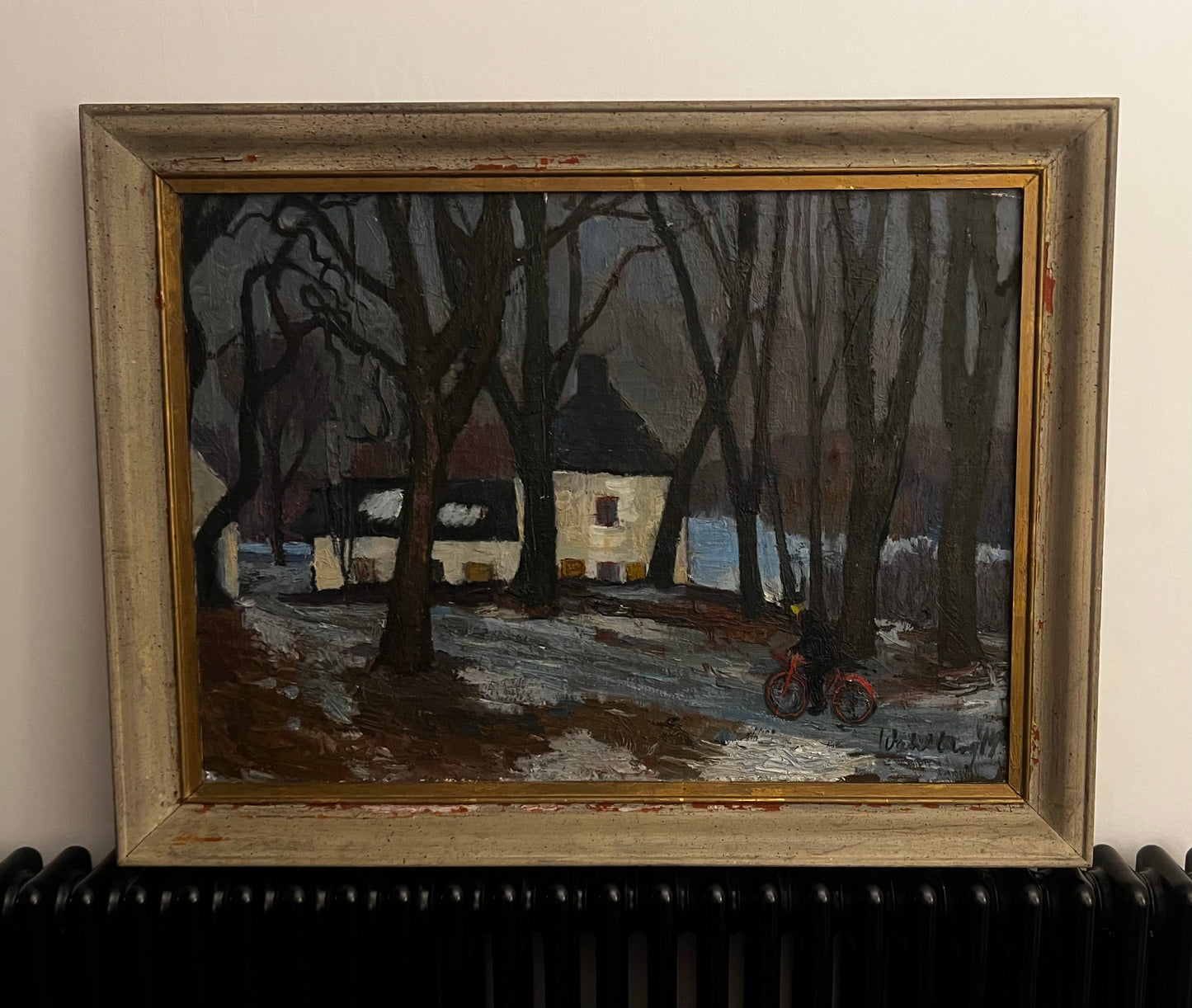 Large Framed Swedish Oil on Canvas Mid Century Painting