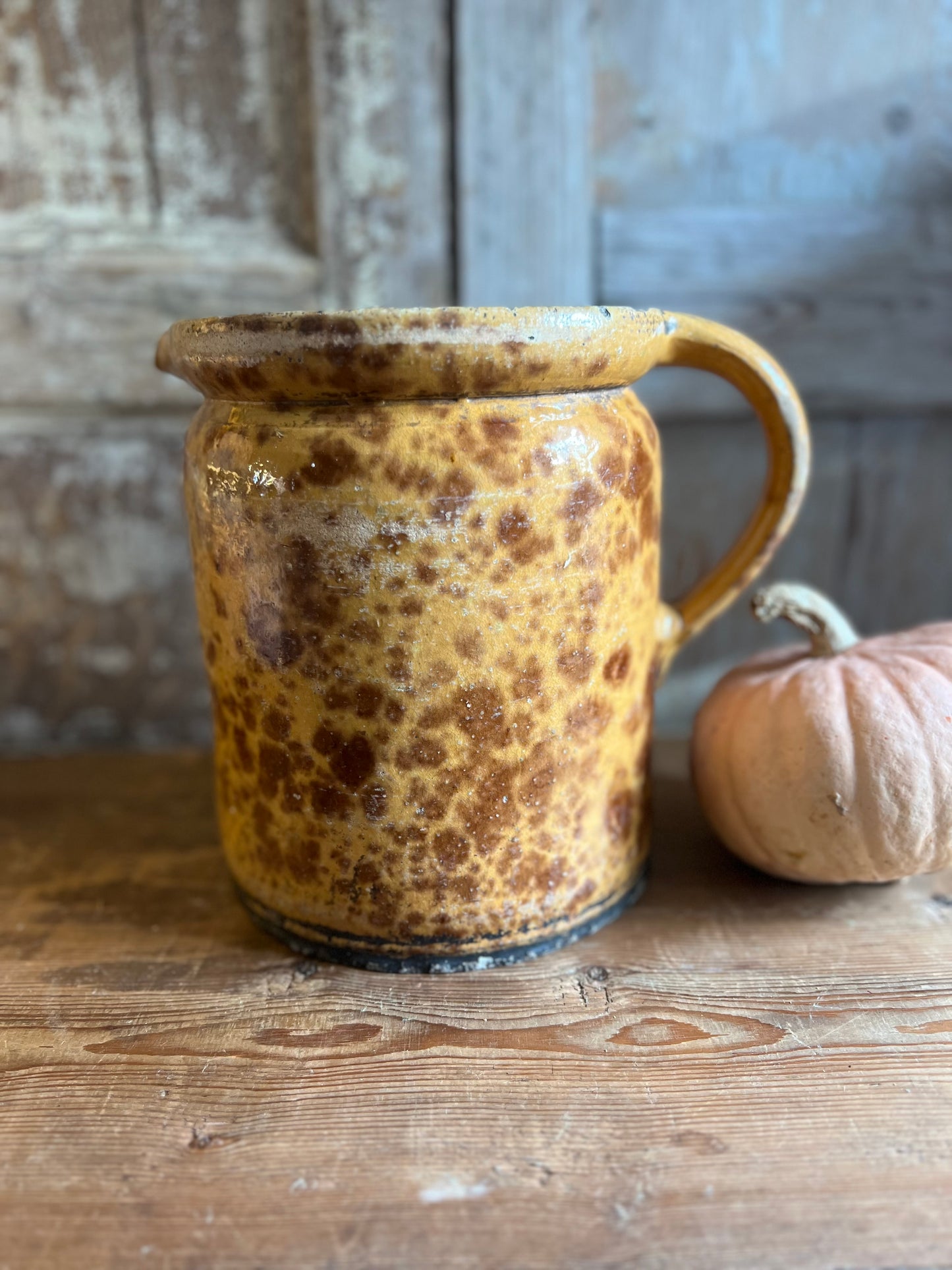 Large French Speckle Glazed Water Jug 19th Century