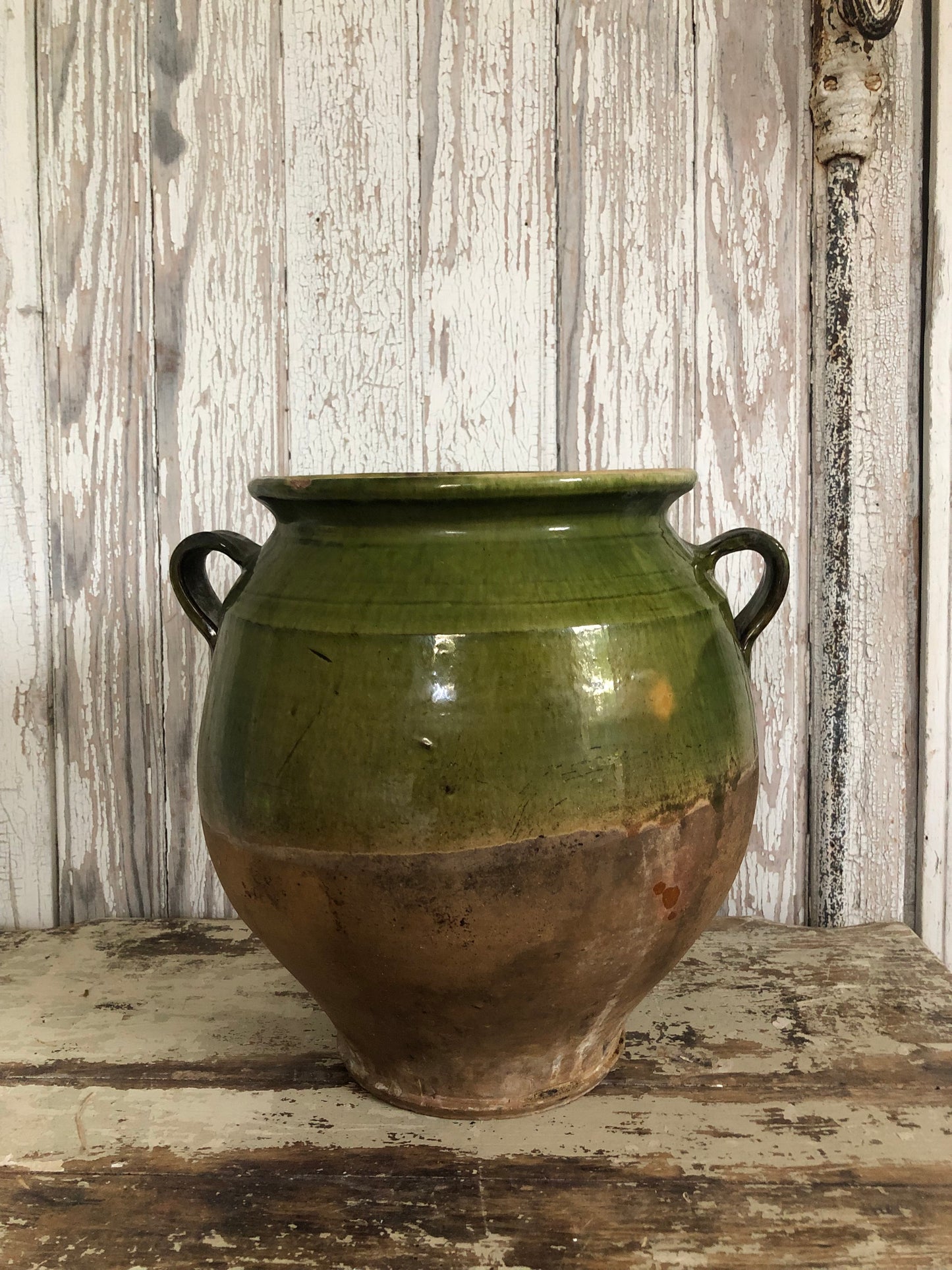 Large green French Confit Pot