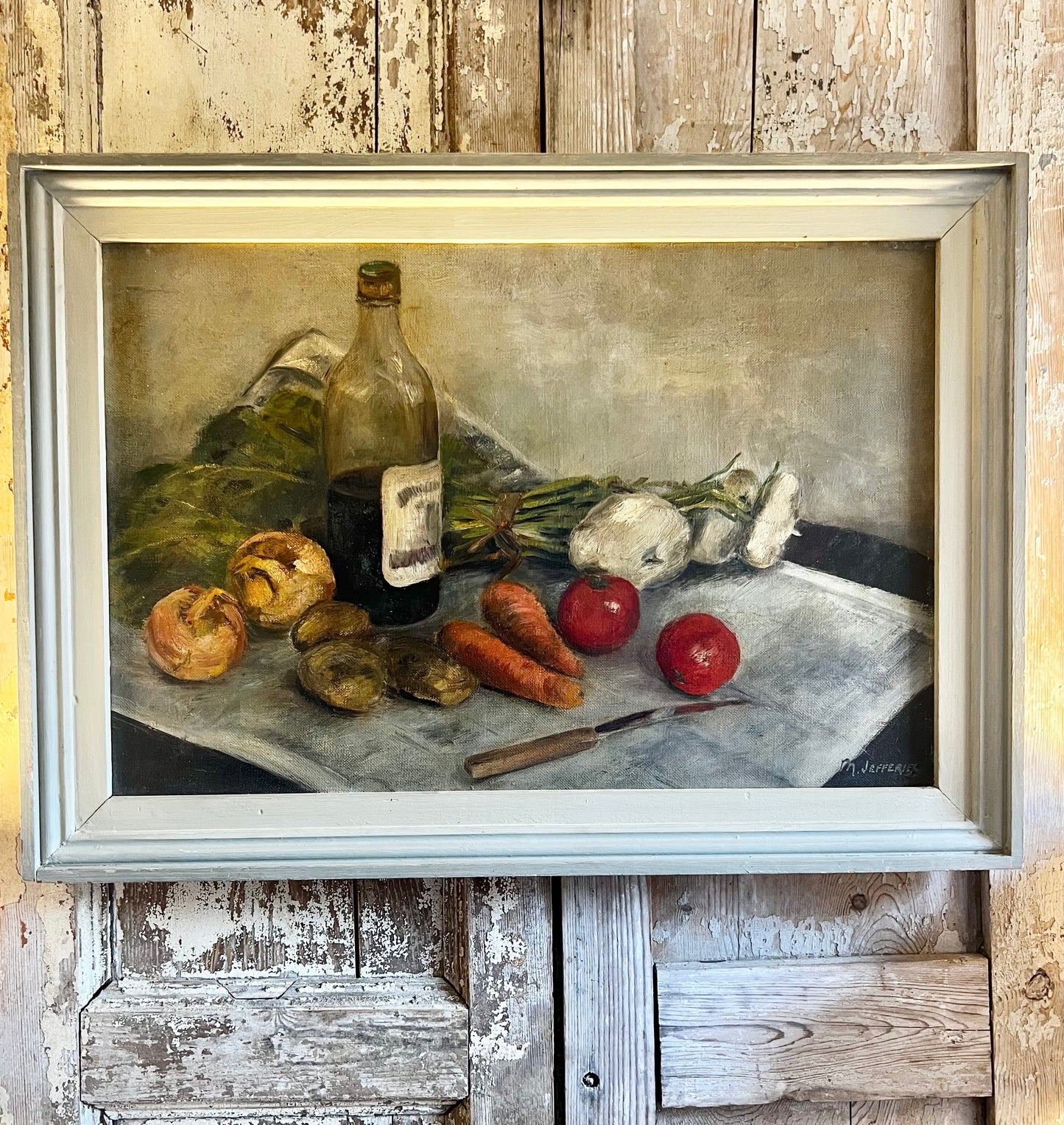 Gorgeous Vintage Kitchen Still Life Oil Painting on Canvas