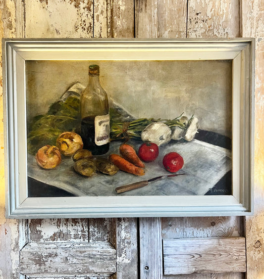 Gorgeous Vintage Kitchen Still Life Oil Painting on Canvas