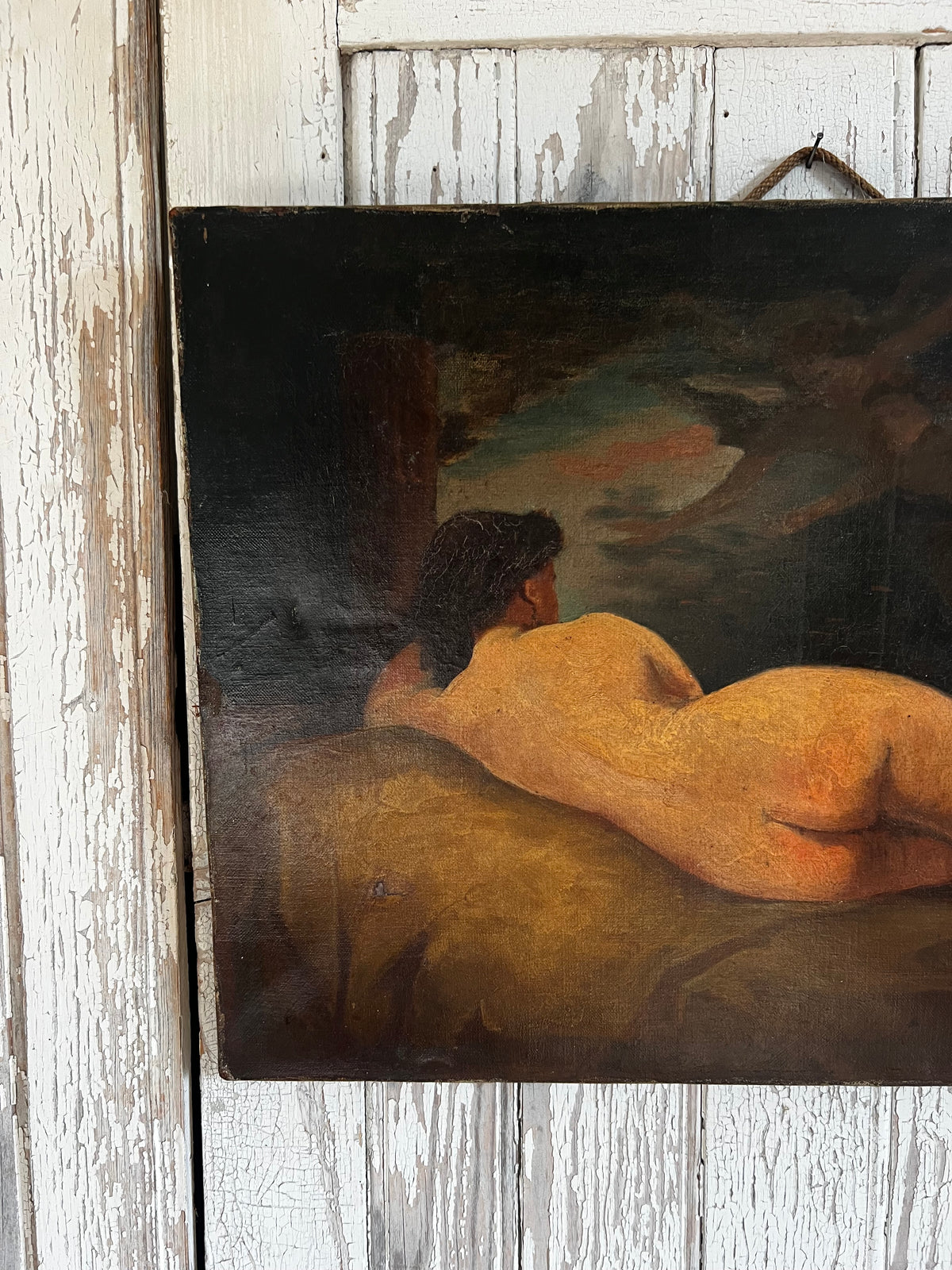 French 19th Century Oil on Canvas Painting Nude & Cherubs