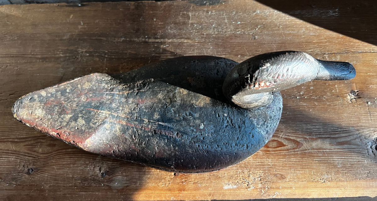 Vintage French Wooden Decoy Duck