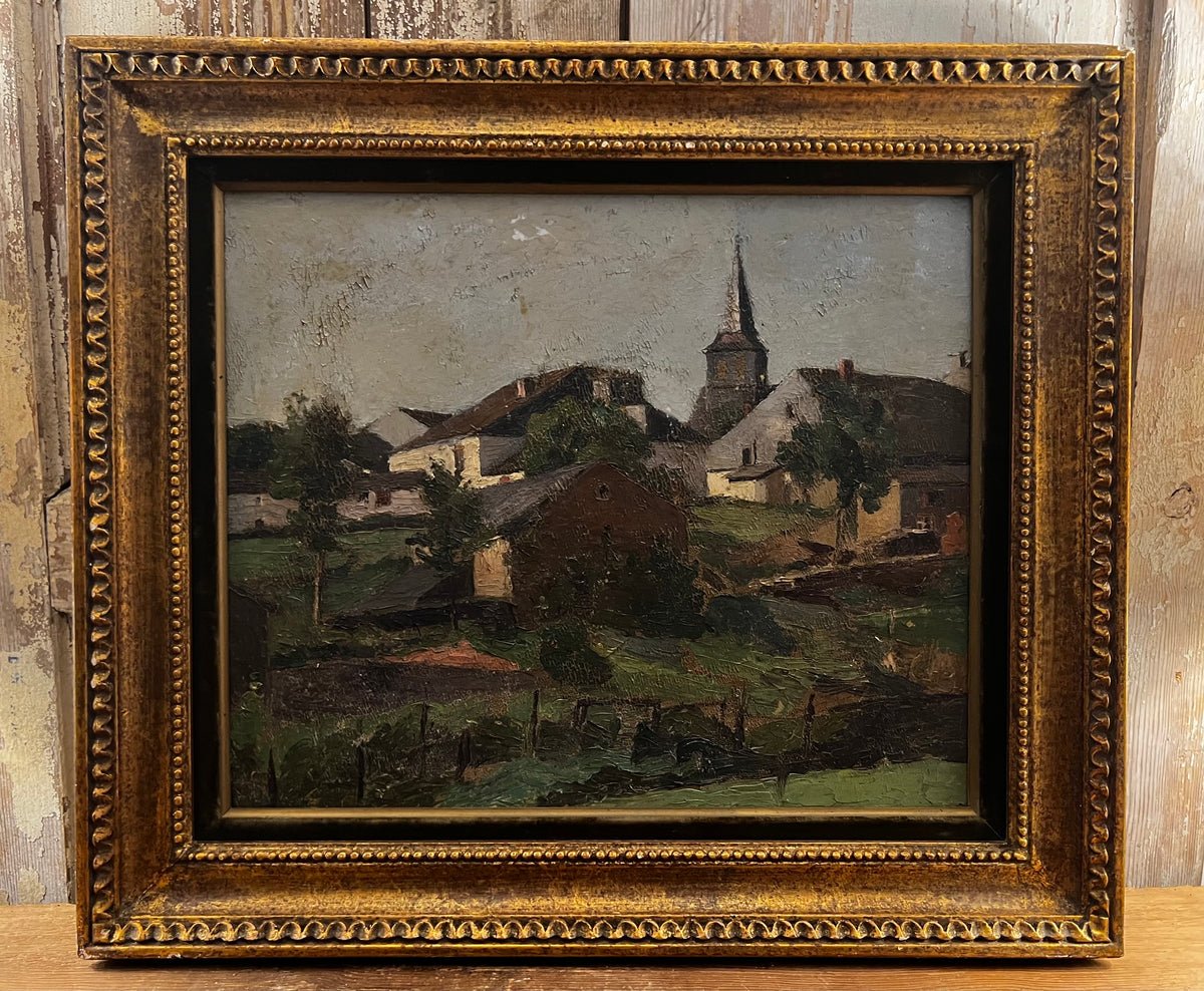 RESERVED FOR H Framed Vintage French Landscape Oil Painting
