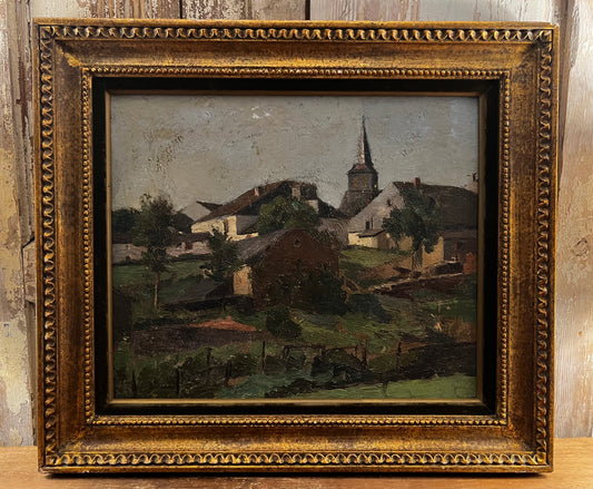 RESERVED FOR H Framed Vintage French Landscape Oil Painting