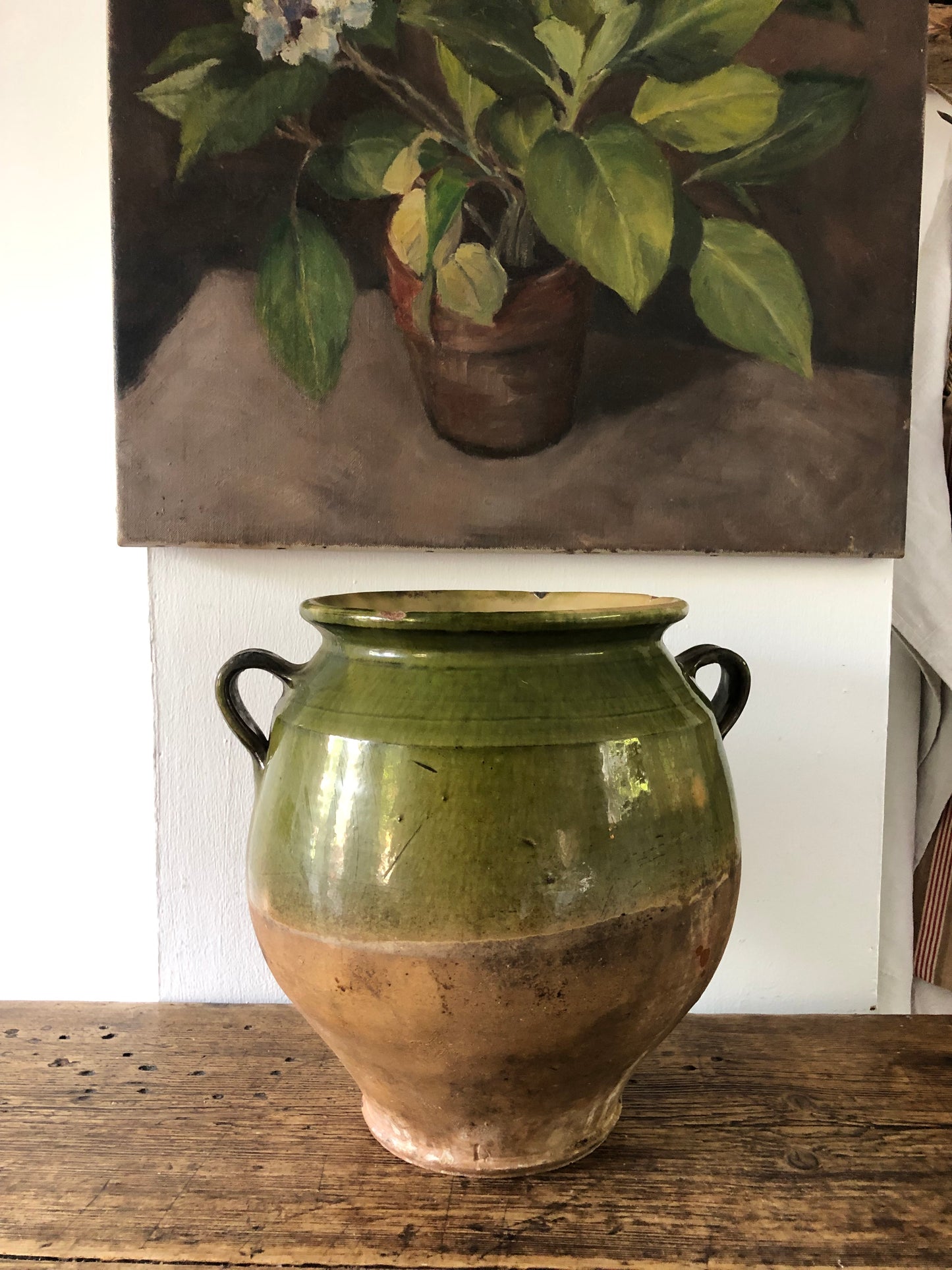 Large green French Confit Pot