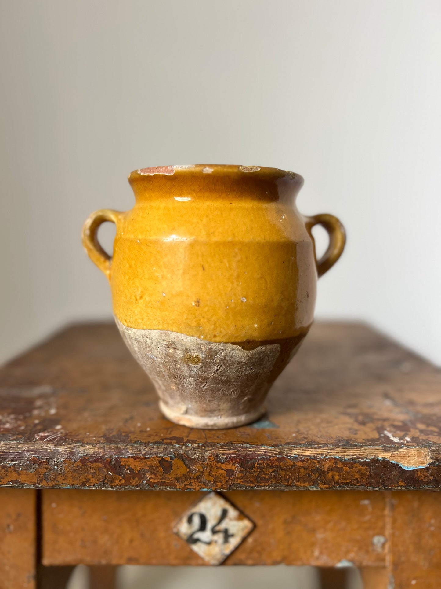 Tiny Rare Size French Antique Confit Pot