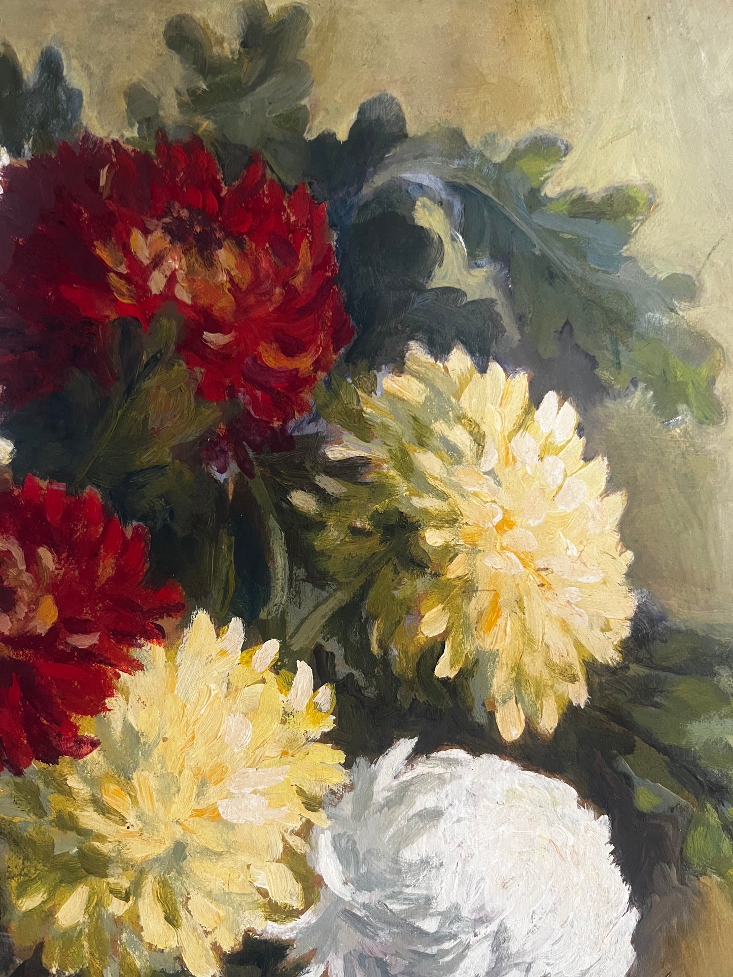 Large Framed Floral oil Painting on Board