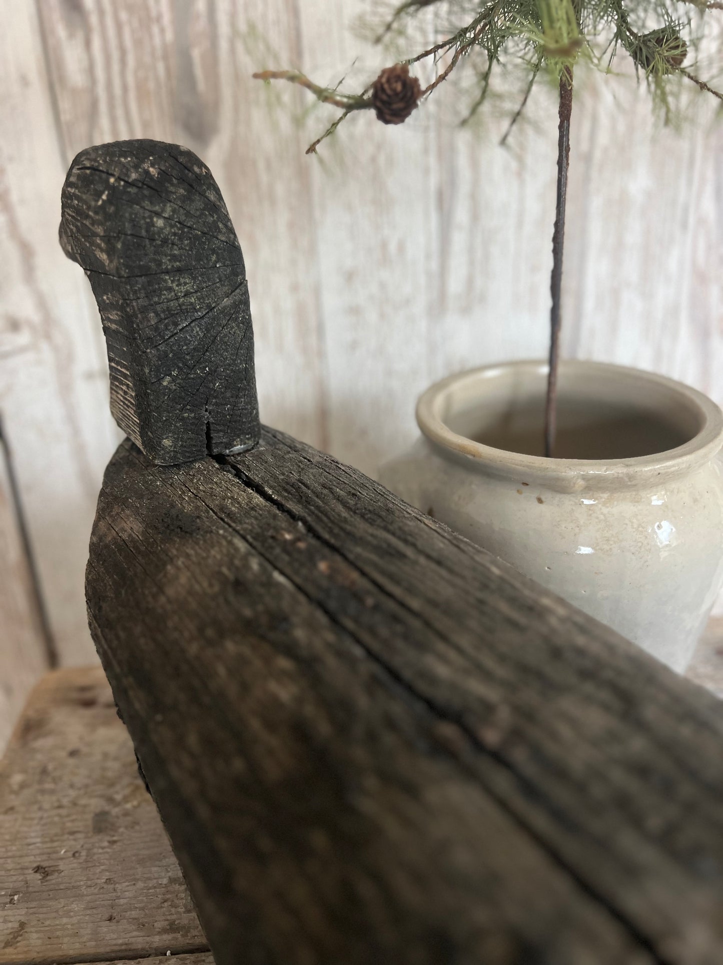 Huge Wooden French Antique Decoy Duck