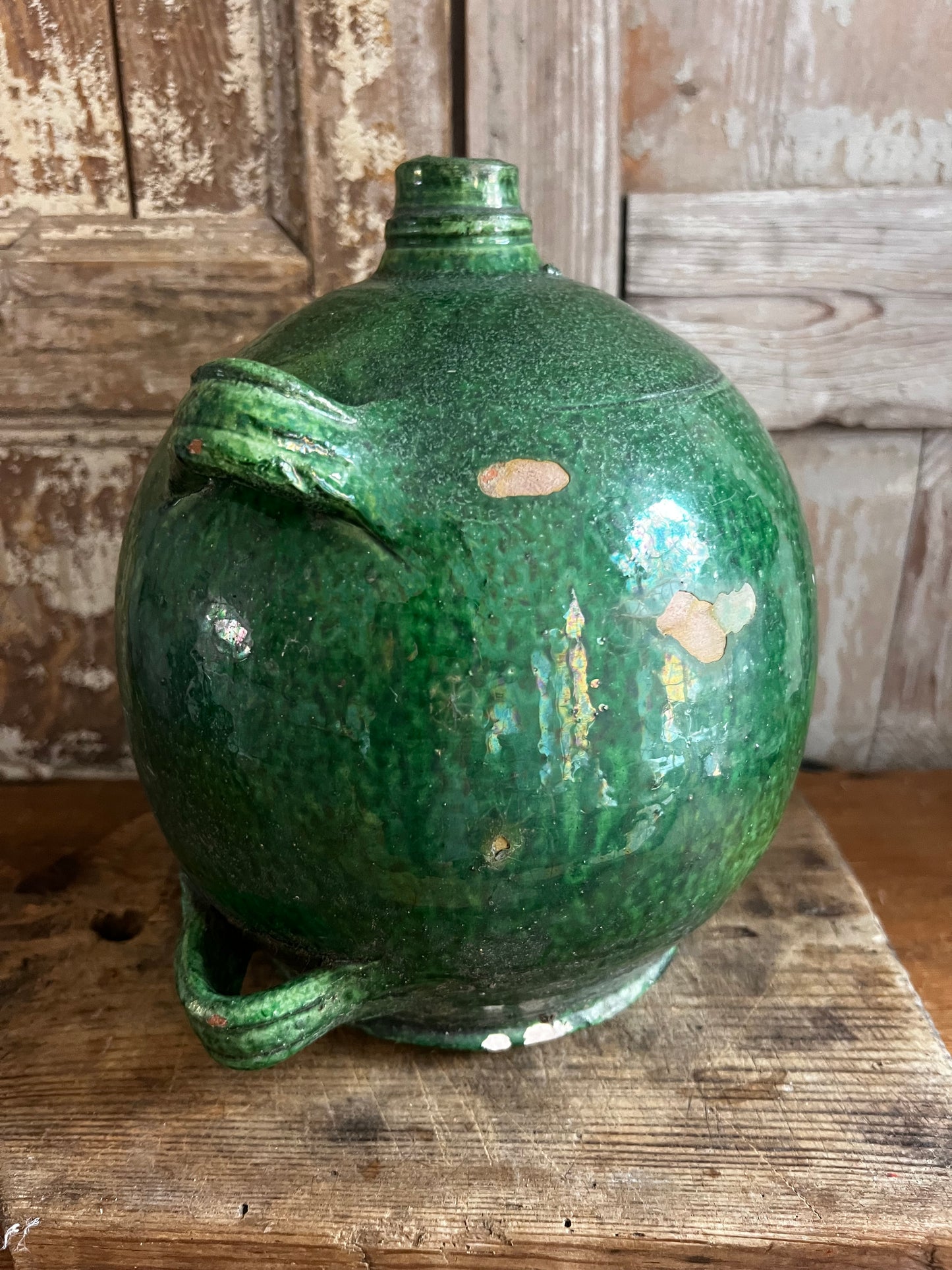 Rare French 19th Century Green Conscience Pot