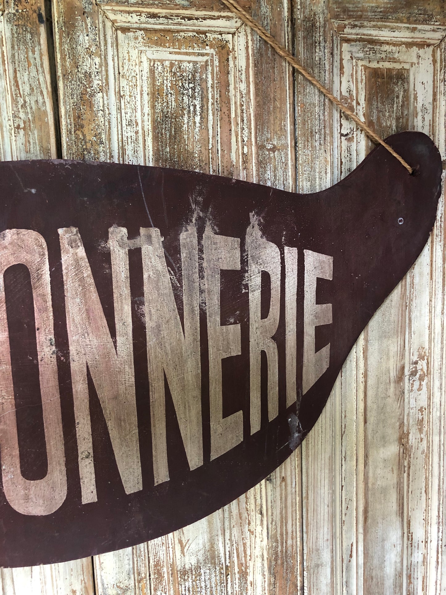 Vintage French wooden Shoe Repair or Cobbler sign