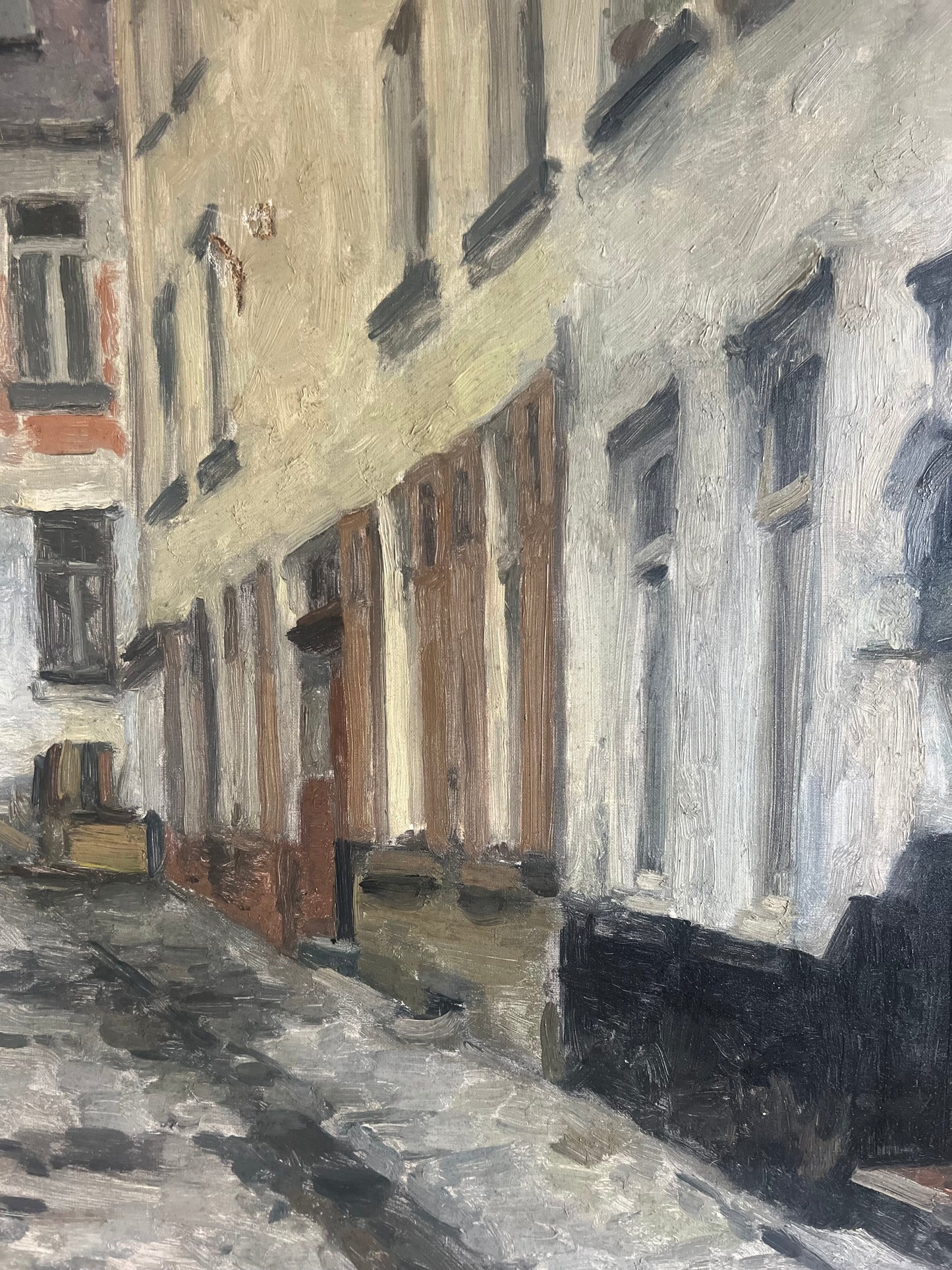 Very Large Belgian Oil on Canvas Street Scene 1931?