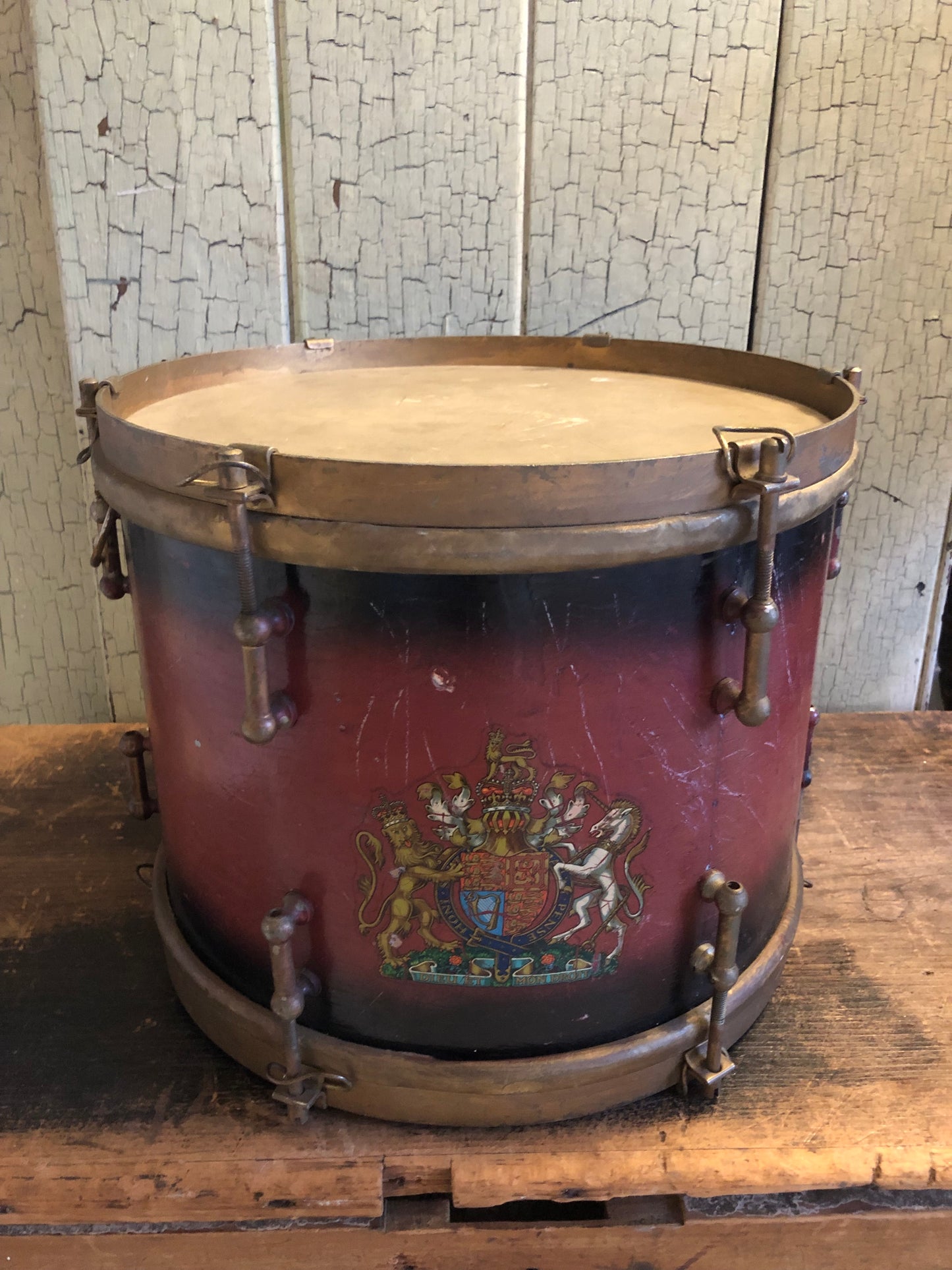 Vintage Snare Drum with Royal Coat of Arms