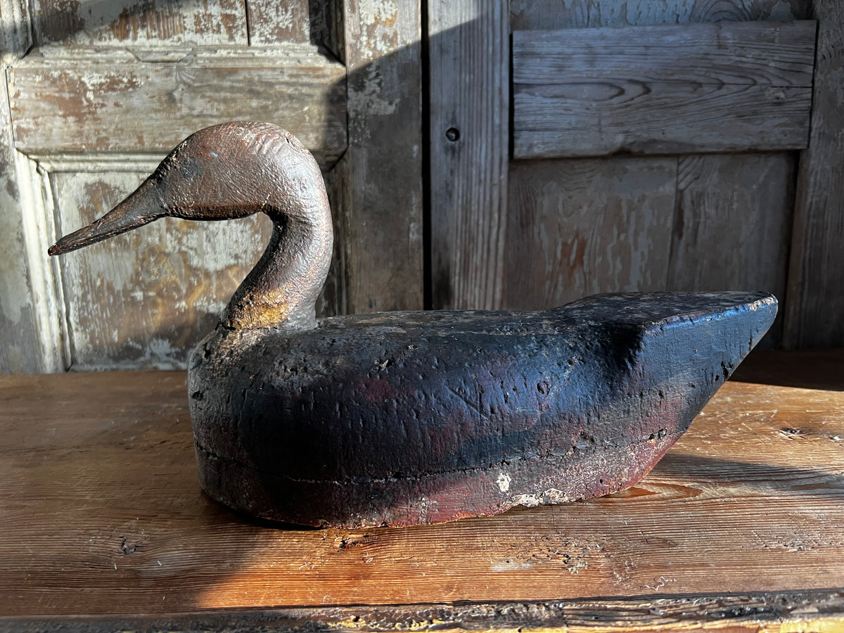 Vintage French Wooden Decoy Duck