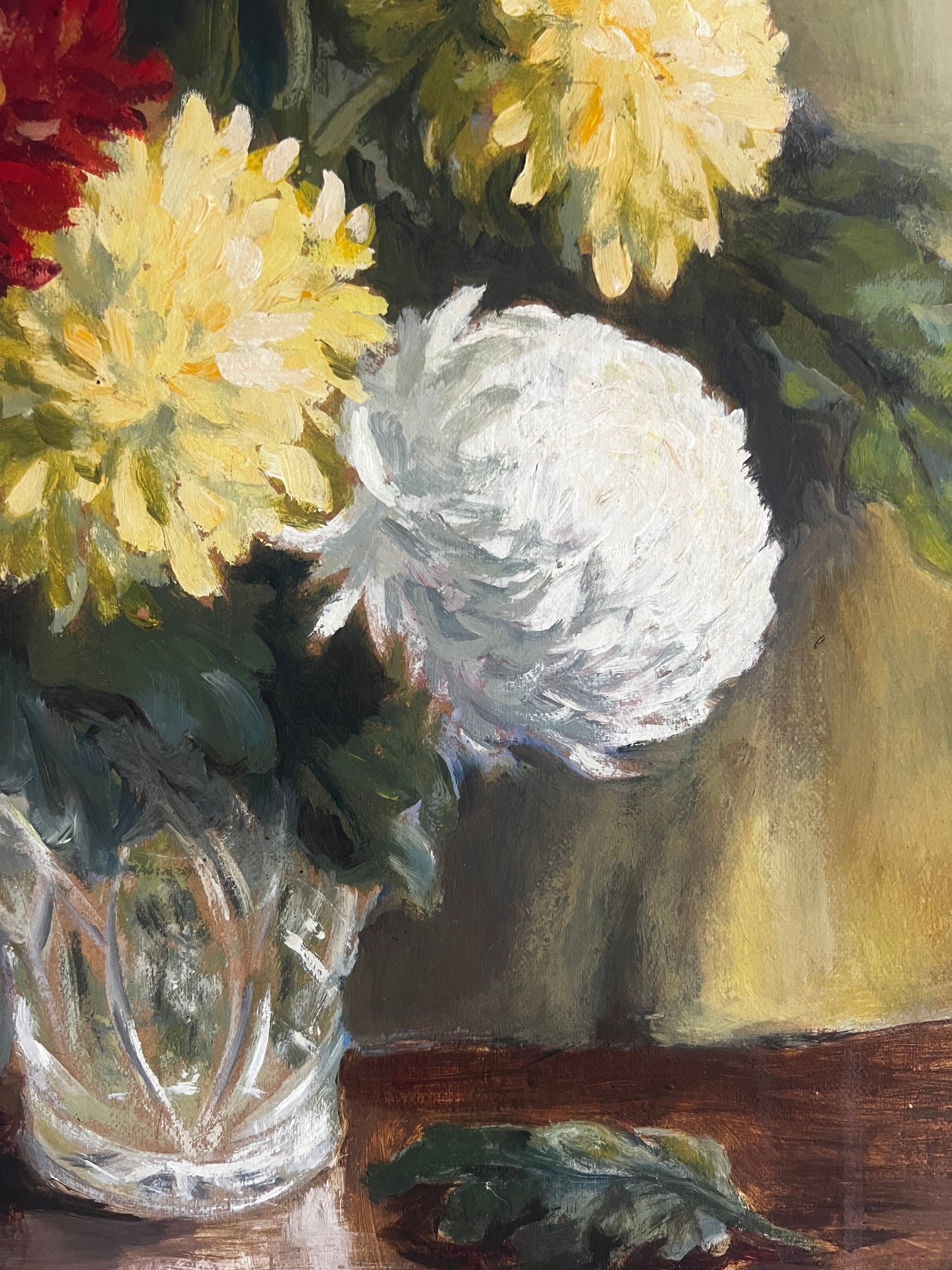 Large Framed Floral oil Painting on Board