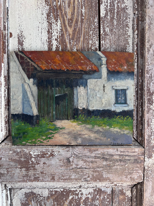 Small French Oil on Board Painting