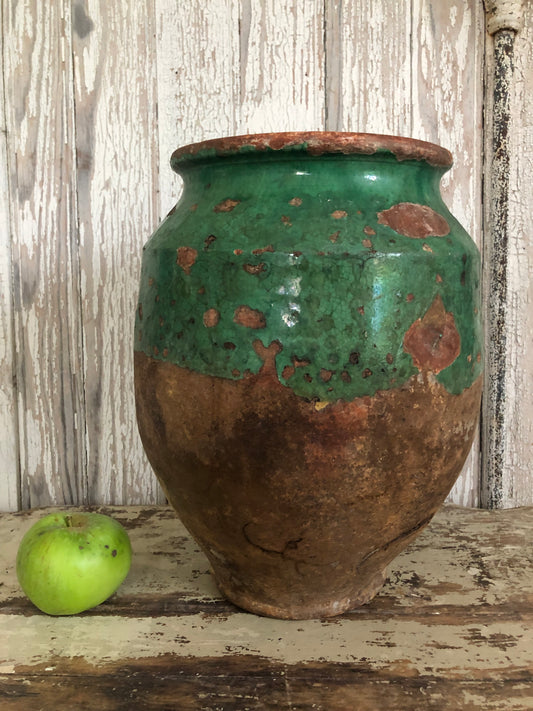 Extra Large Distressed Green French Confit Pot