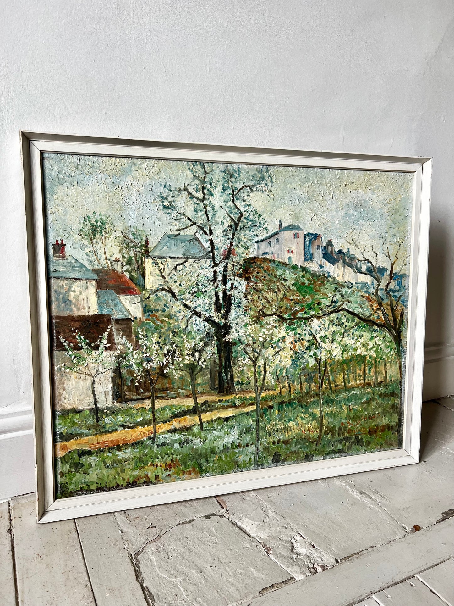 Large Vintage French Mid Century Landscape Oil Painting ‘ Spring ‘