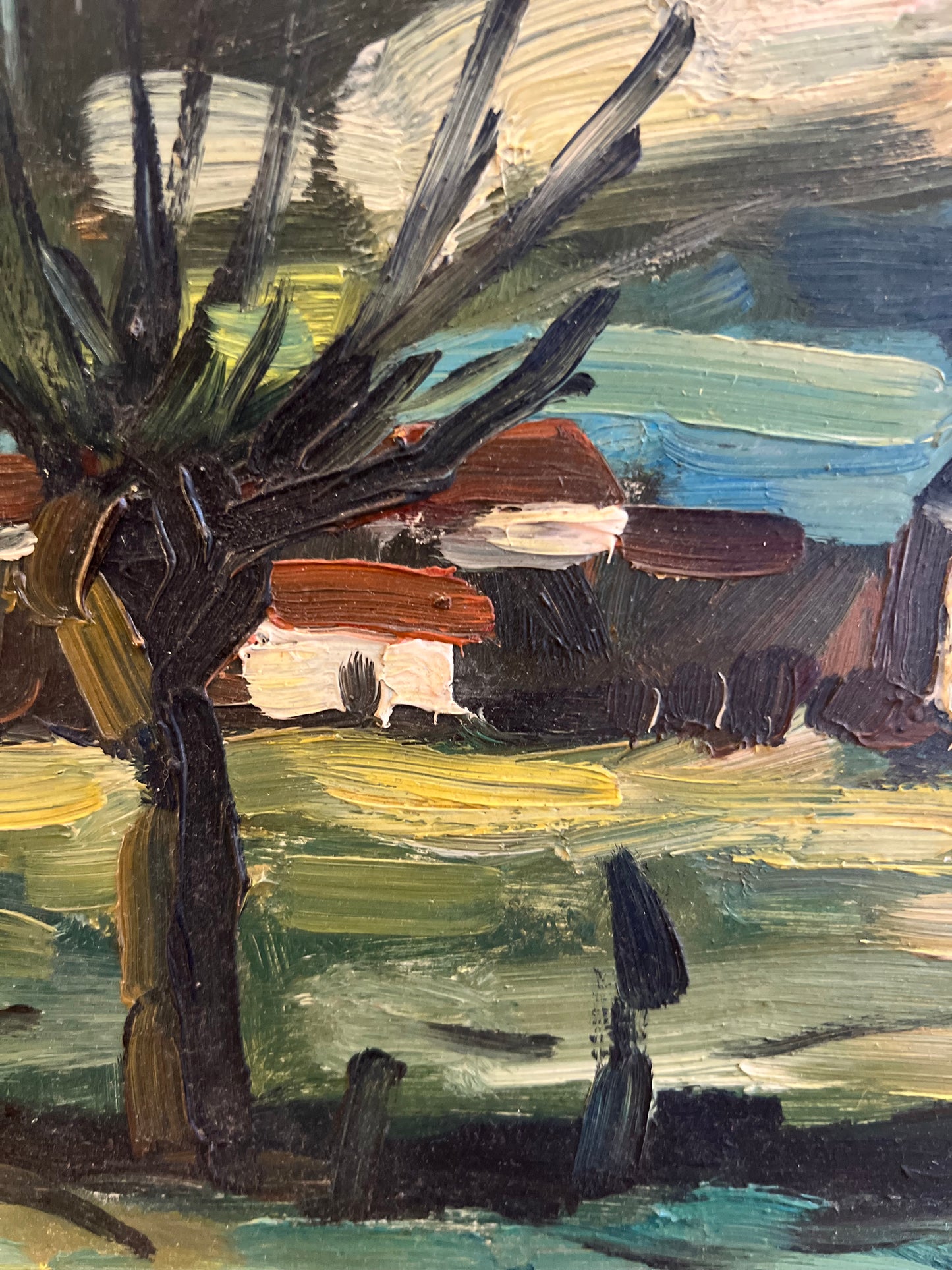 Dark French Impasto Landscape Painting