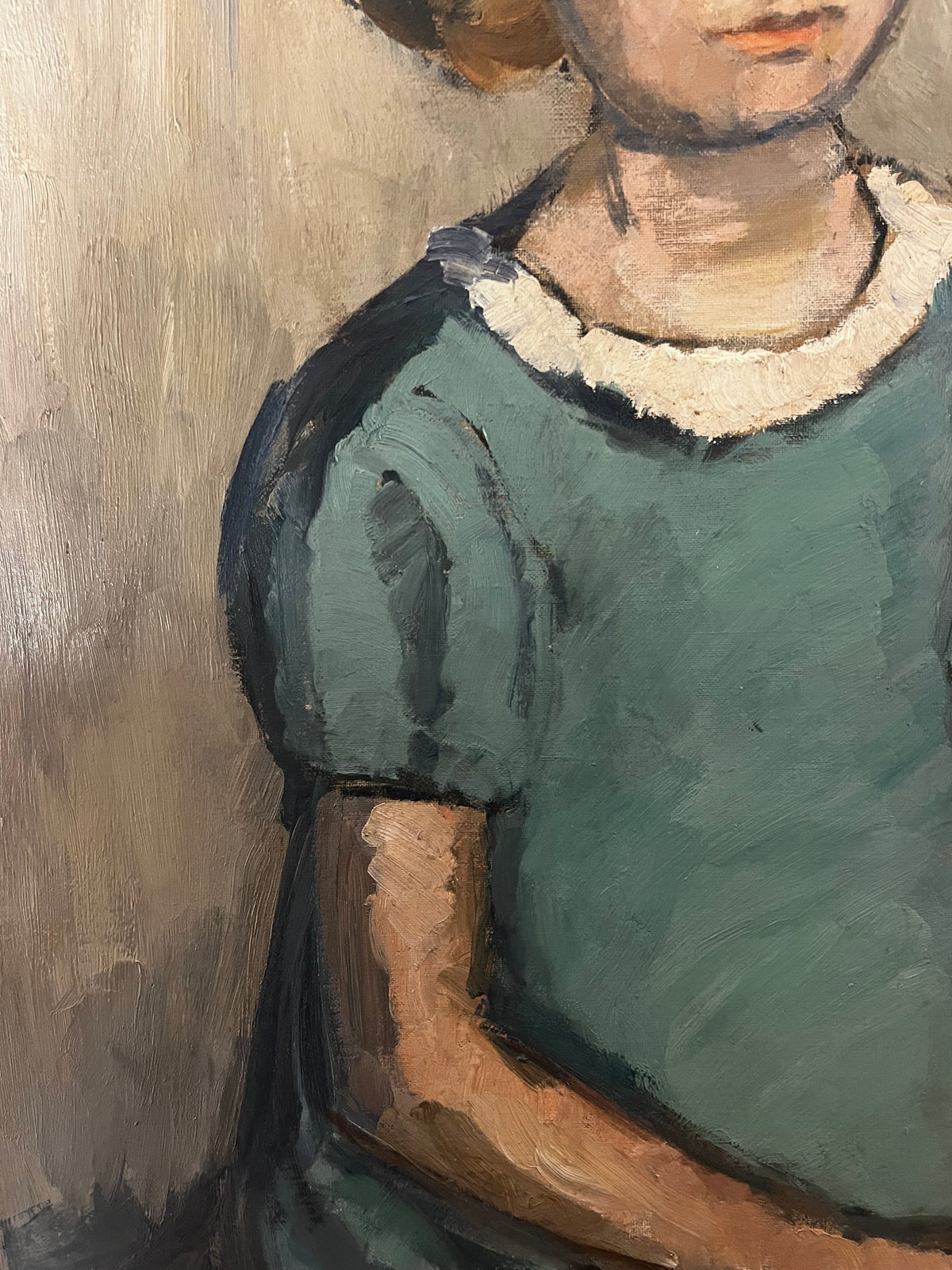 French Portrait of a girl in green dress