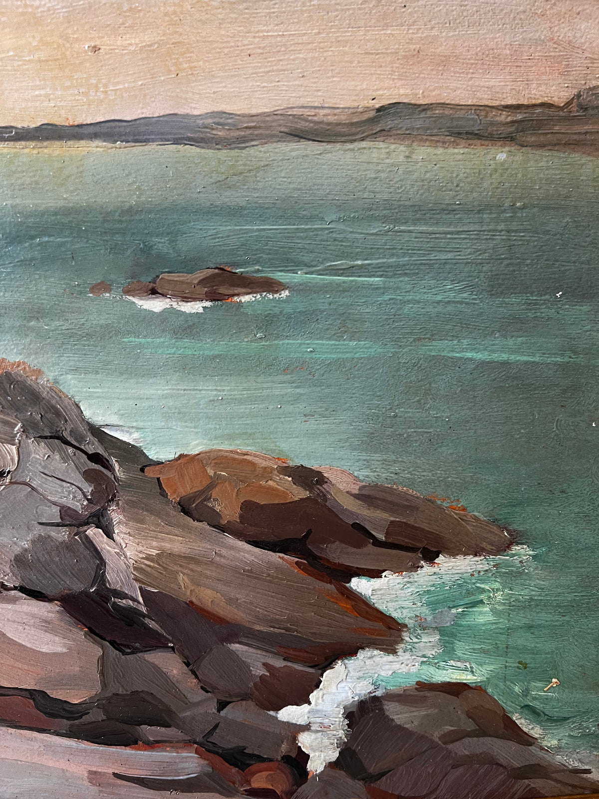 Large French Seascape Oil Painting in period frame