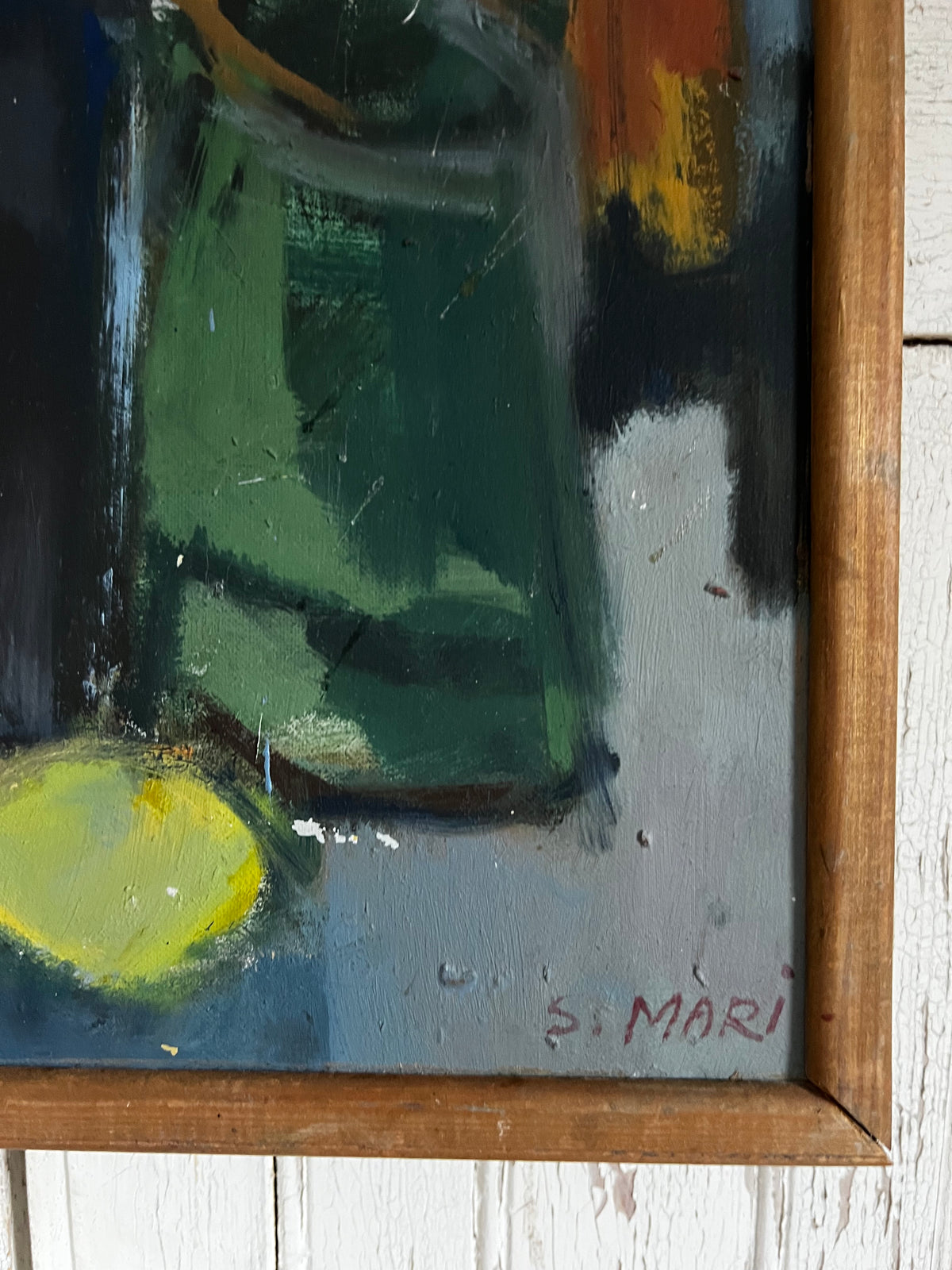 Vintage Abstract French Oil on Canvas still life Painting