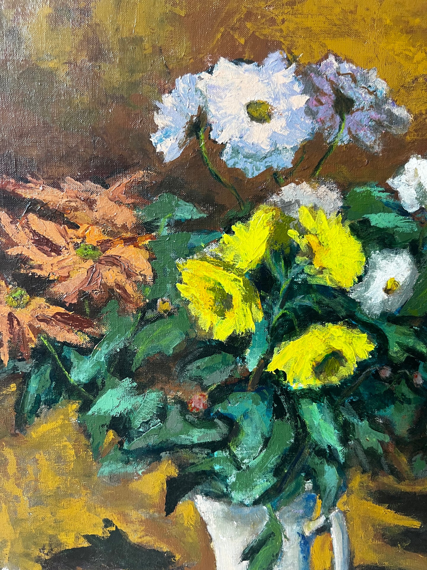 Large Vintage French Floral Oil Painting