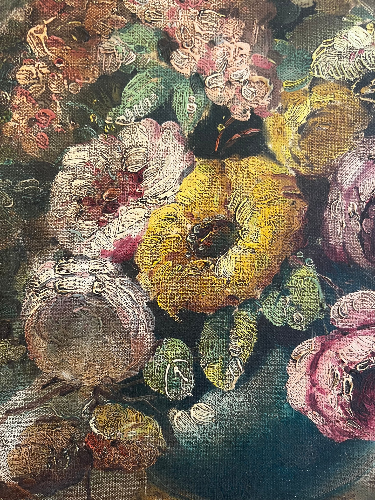 RESERVED Early 18th Century French floral oil painting on canvas