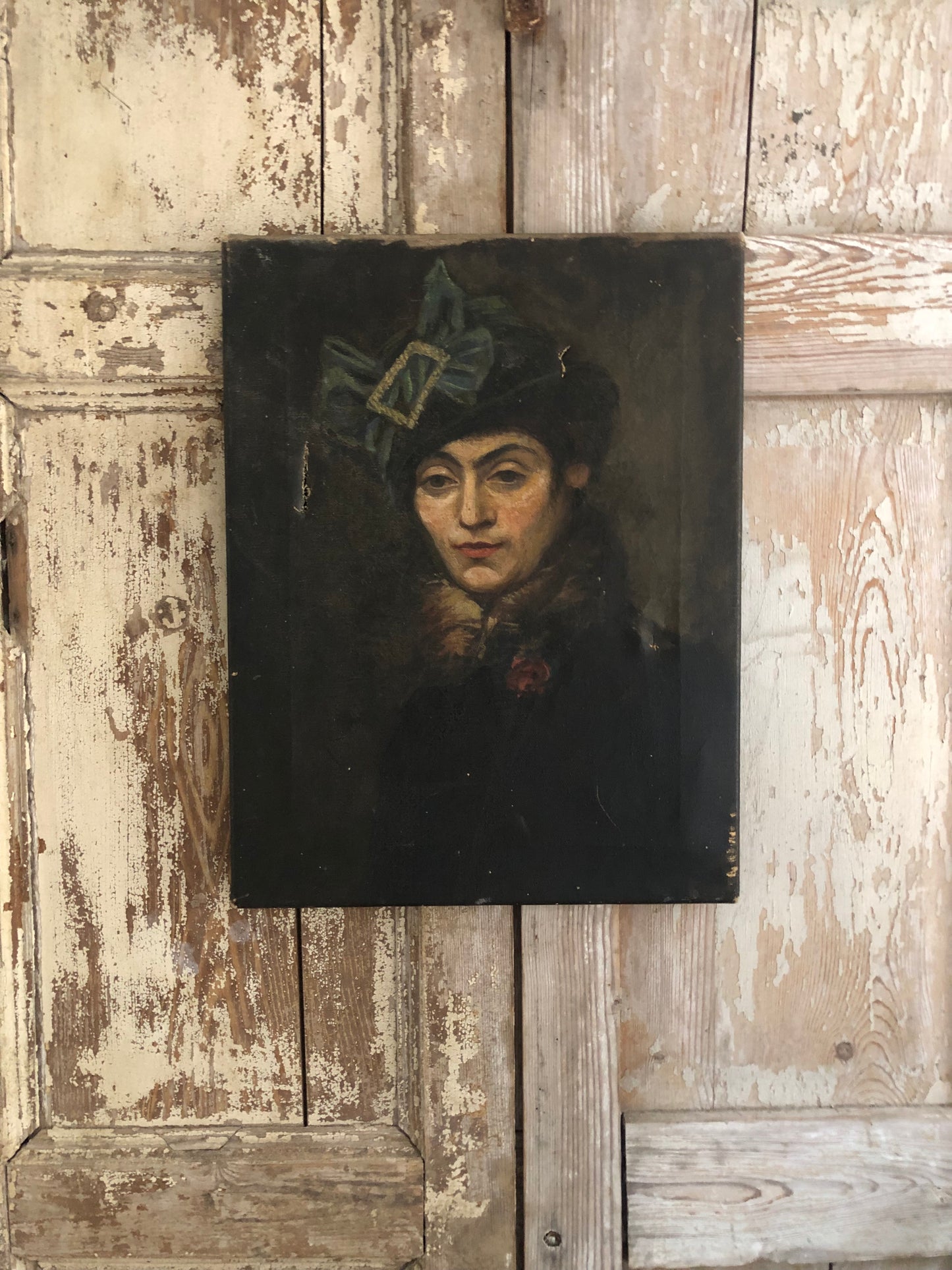 British 1920’s Oil on Canvas Painting. Portrait of a Woman