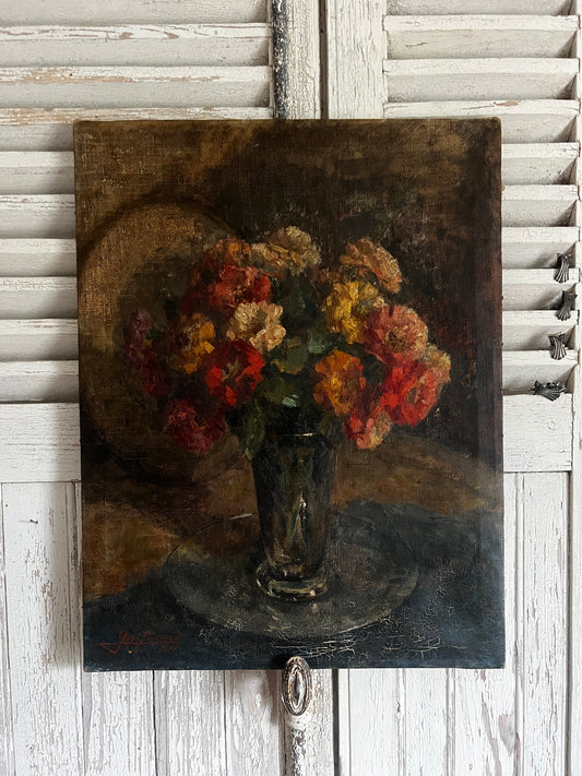 RESERVED FOR J Gorgeous Post Impressionist Floral Oil Painting by Geo Bierand 1895-1953