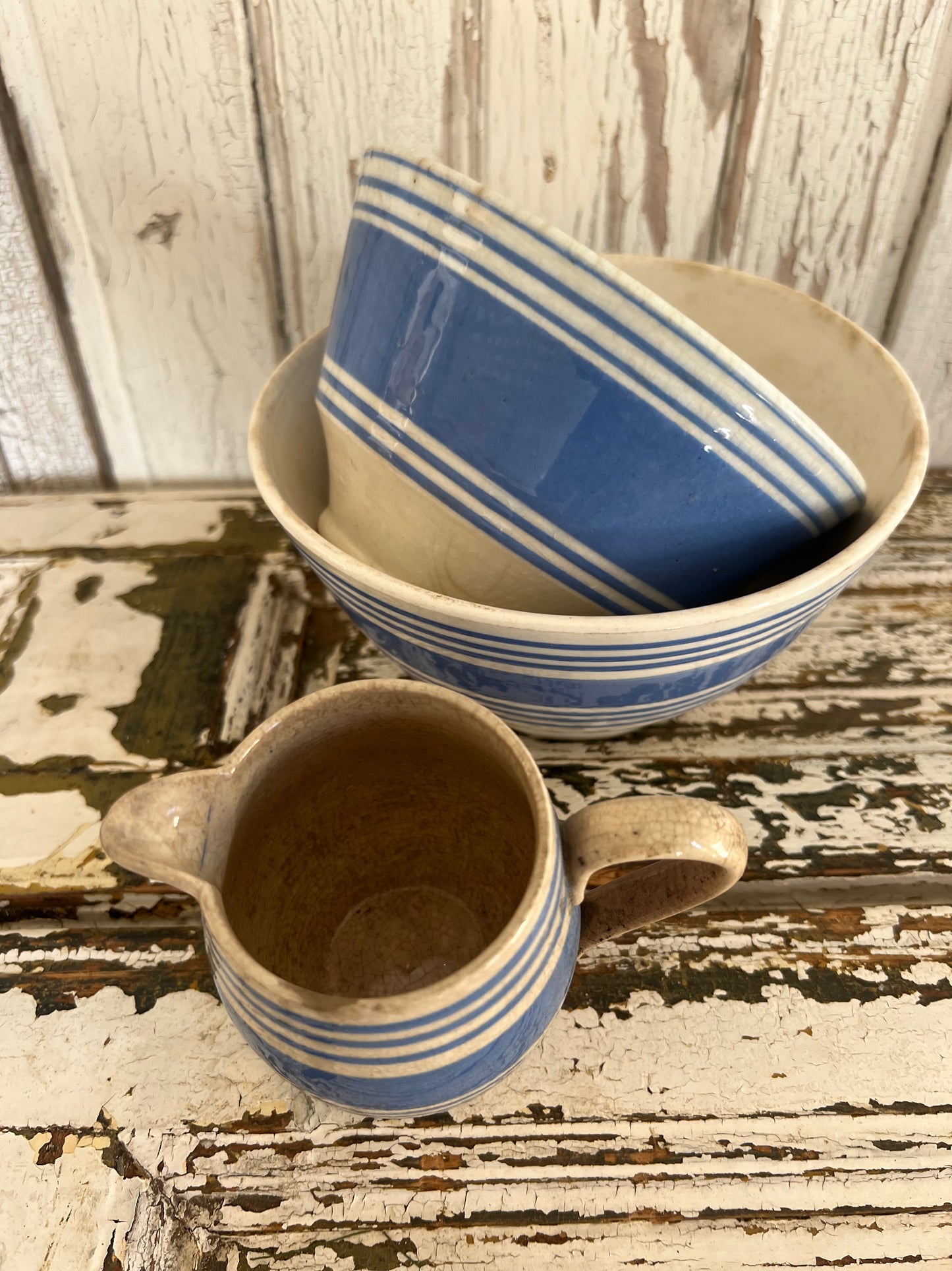French Cafe au Lait Breakfast Bowls & Jug set