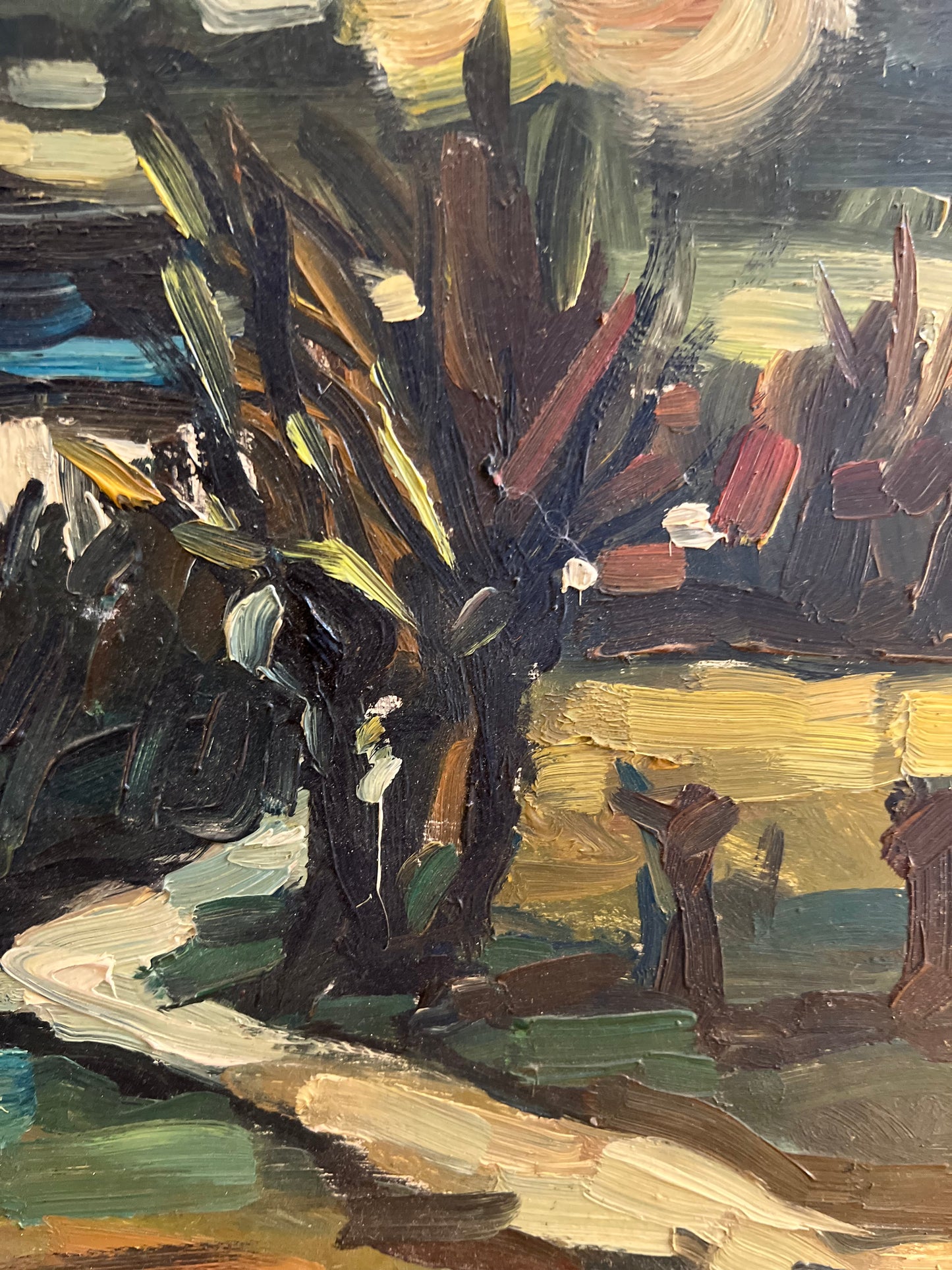 Dark French Impasto Landscape Painting