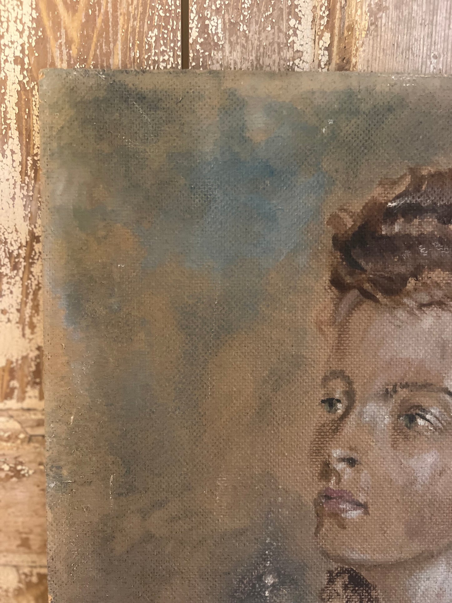 French 1940’s Oil on Board Portrait Painting