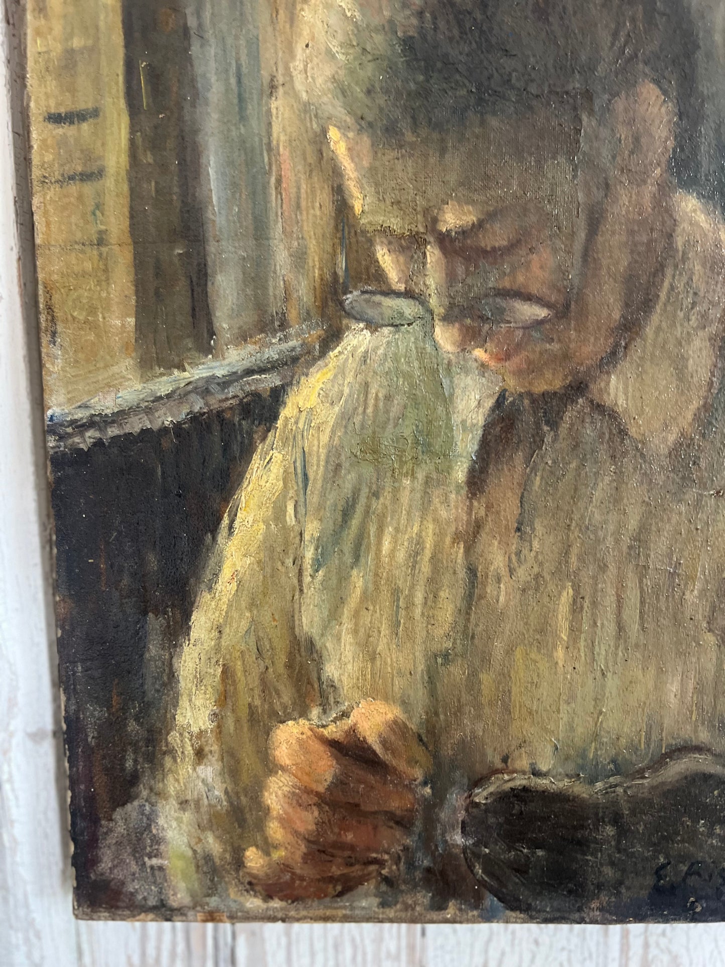 Portrait Oil on Canvas Painting by Edouard Righetti