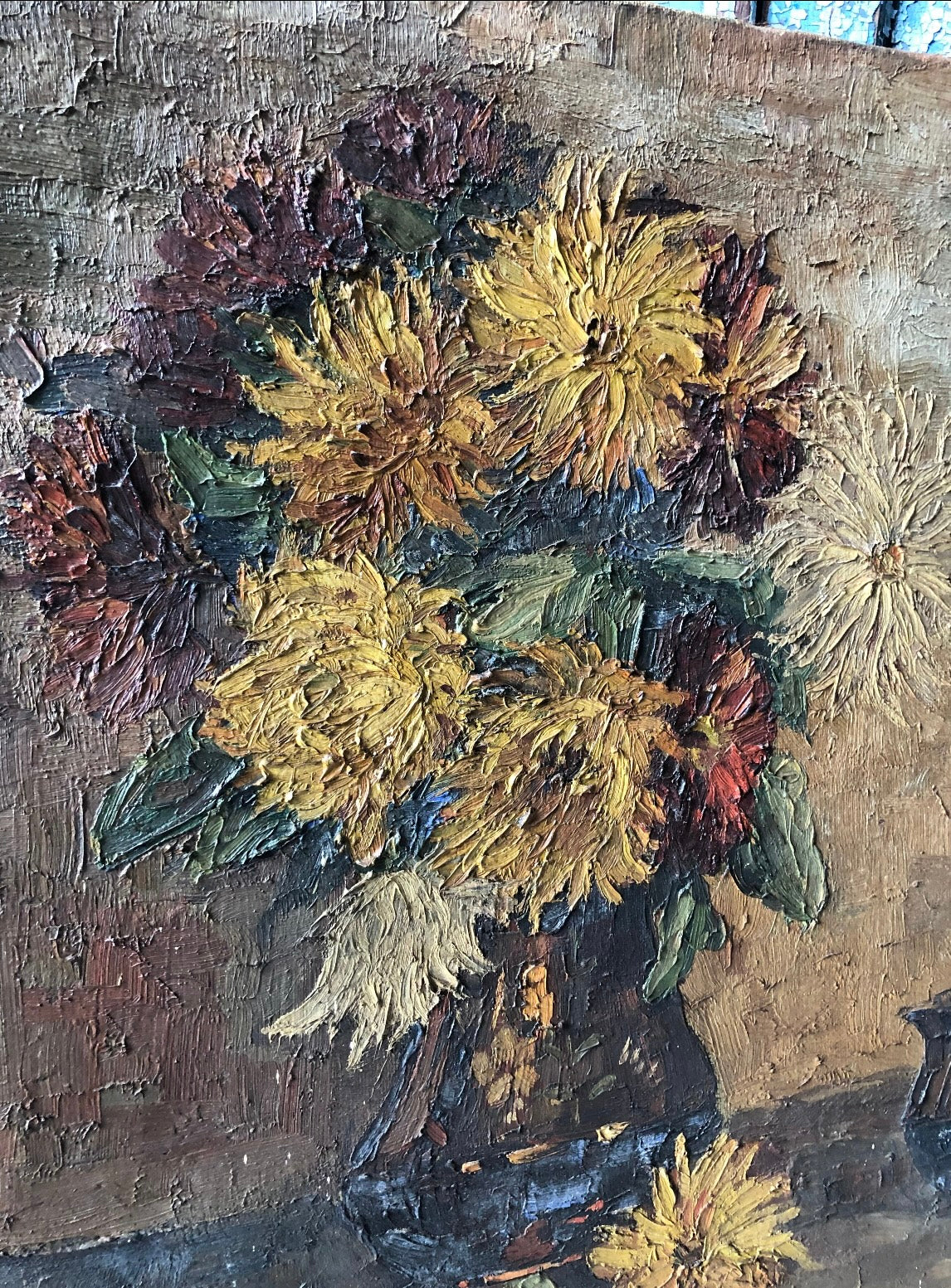 Large Belgian Floral oil painting on canvas signed and dated 1930