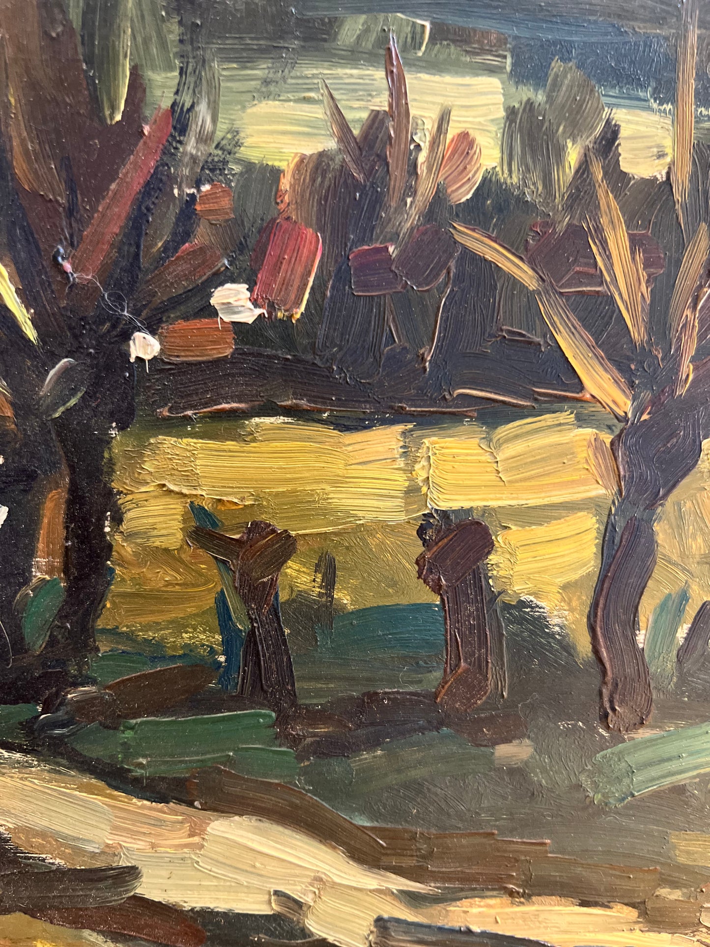 Dark French Impasto Landscape Painting