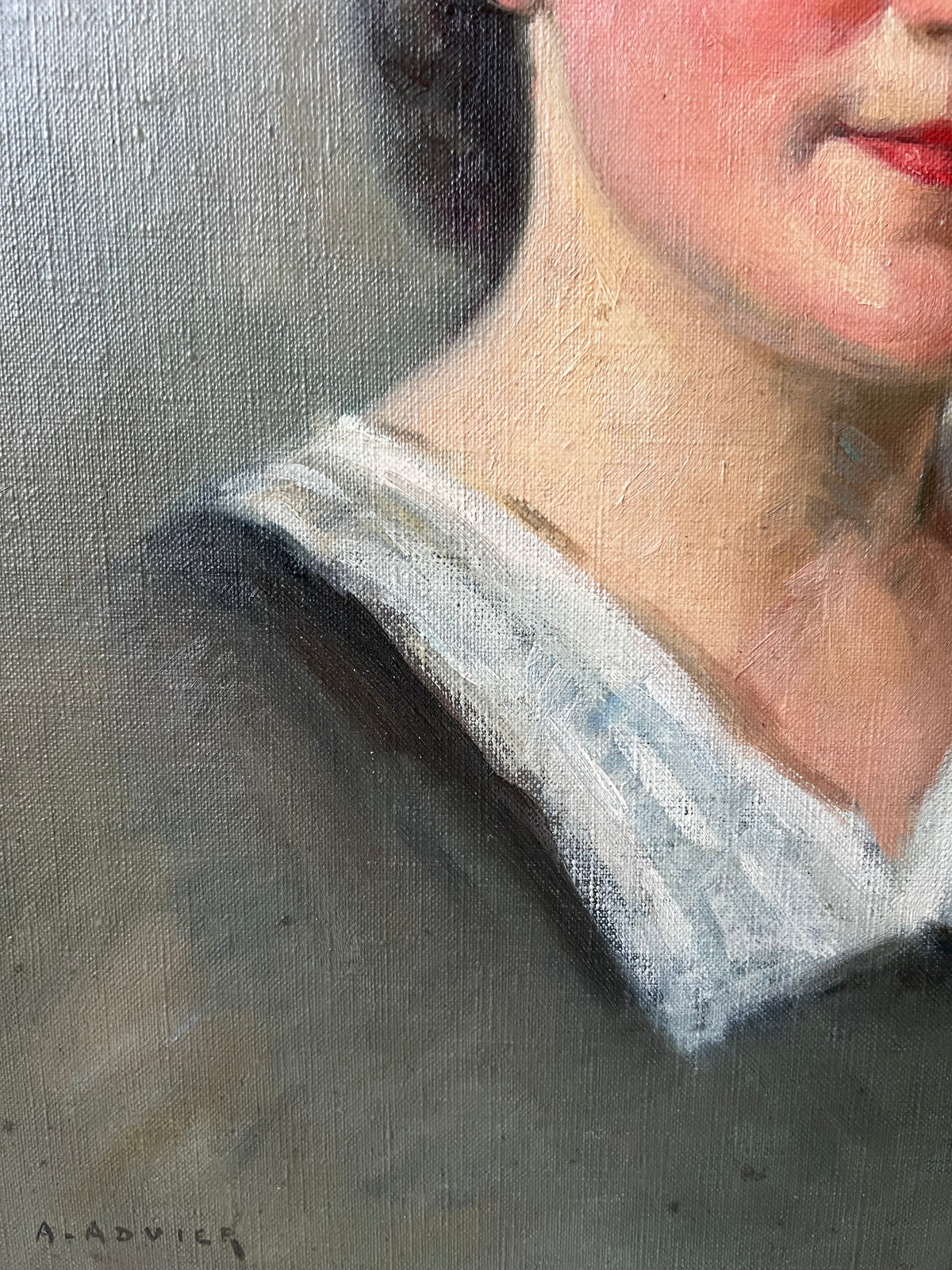 Beautiful French Oil on Canvas Portrait Painting